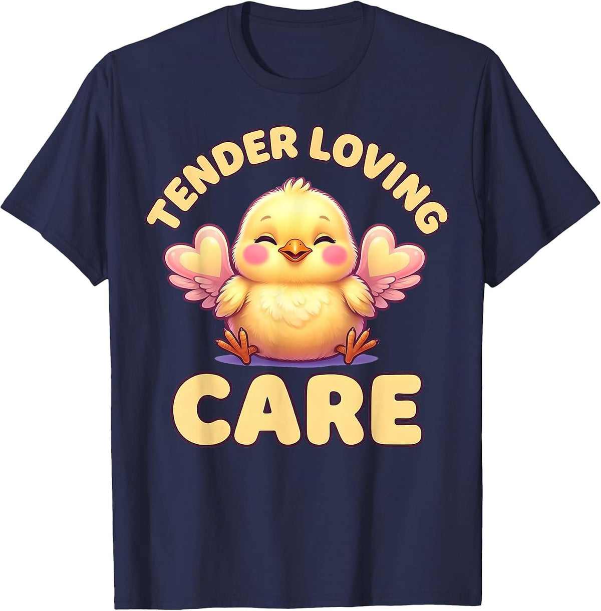 Tender Loving Care Chicken Graphic Design T-Shirt - Navy Blue