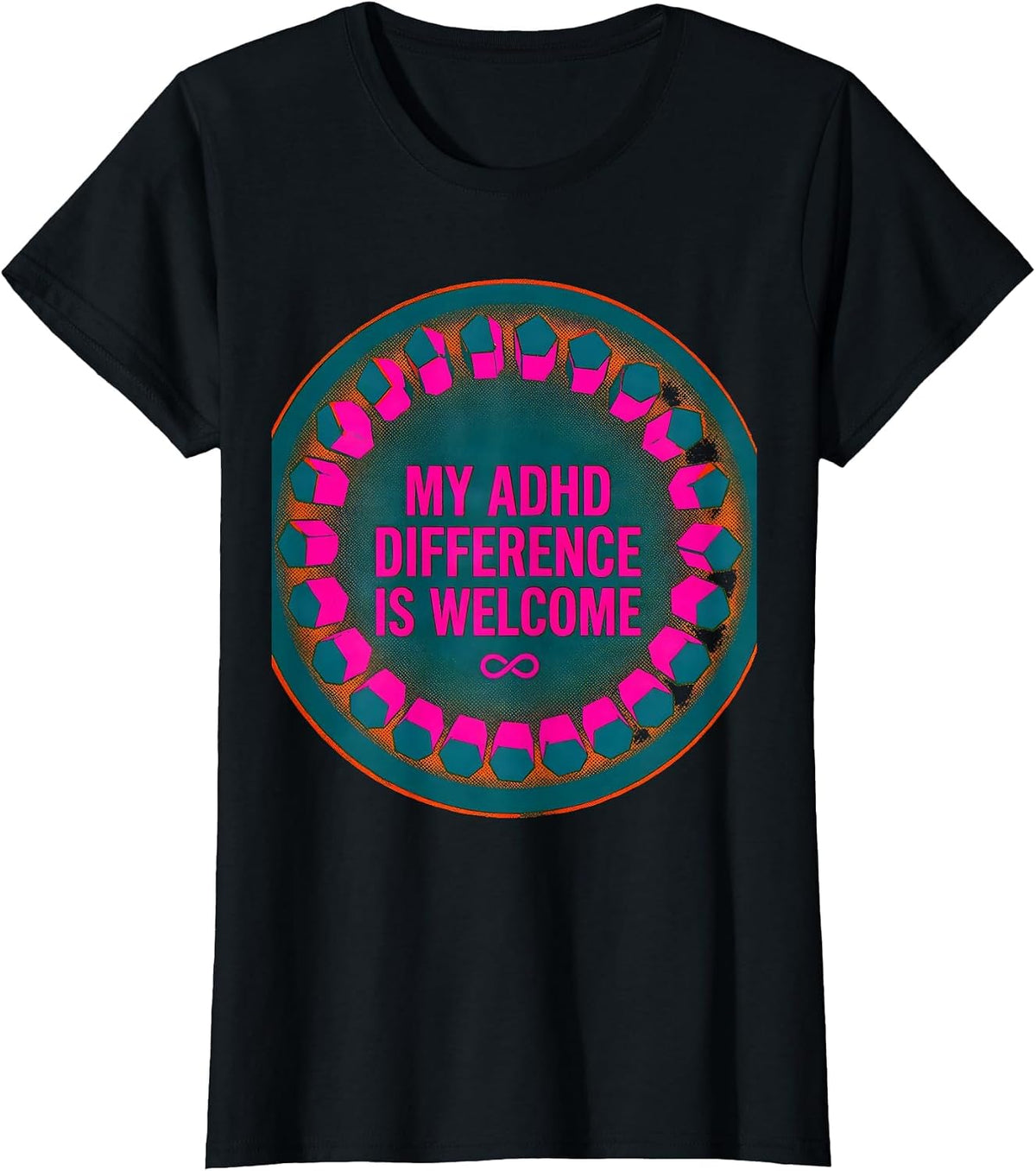 My ADHD Difference Is Welcome Risograph Neurodiversity Humor T-Shirt - Black