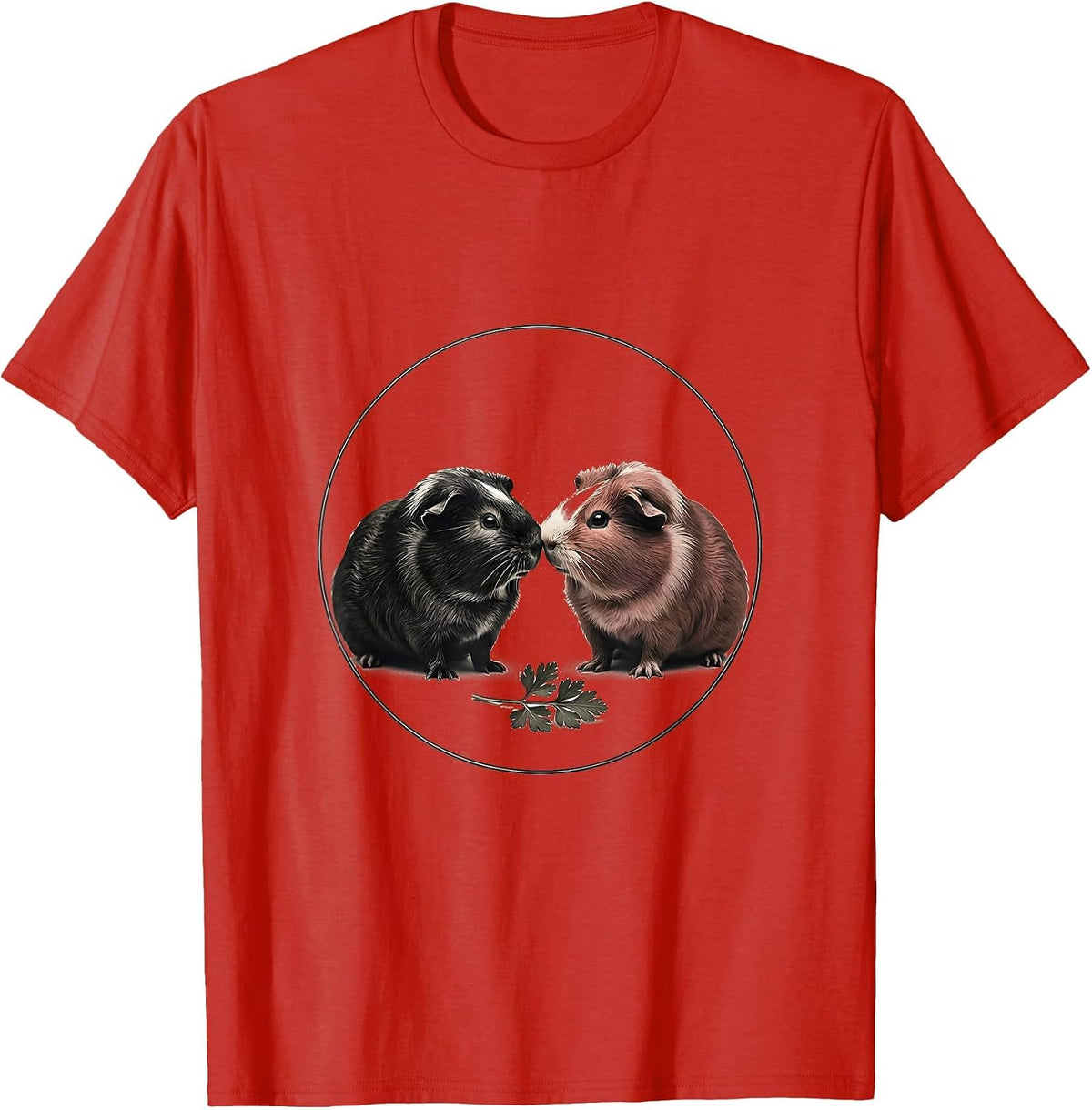 Men's Guinea Pigs Nose-to-Nose Minimalist Pet Lover Humor T-Shirt - Red