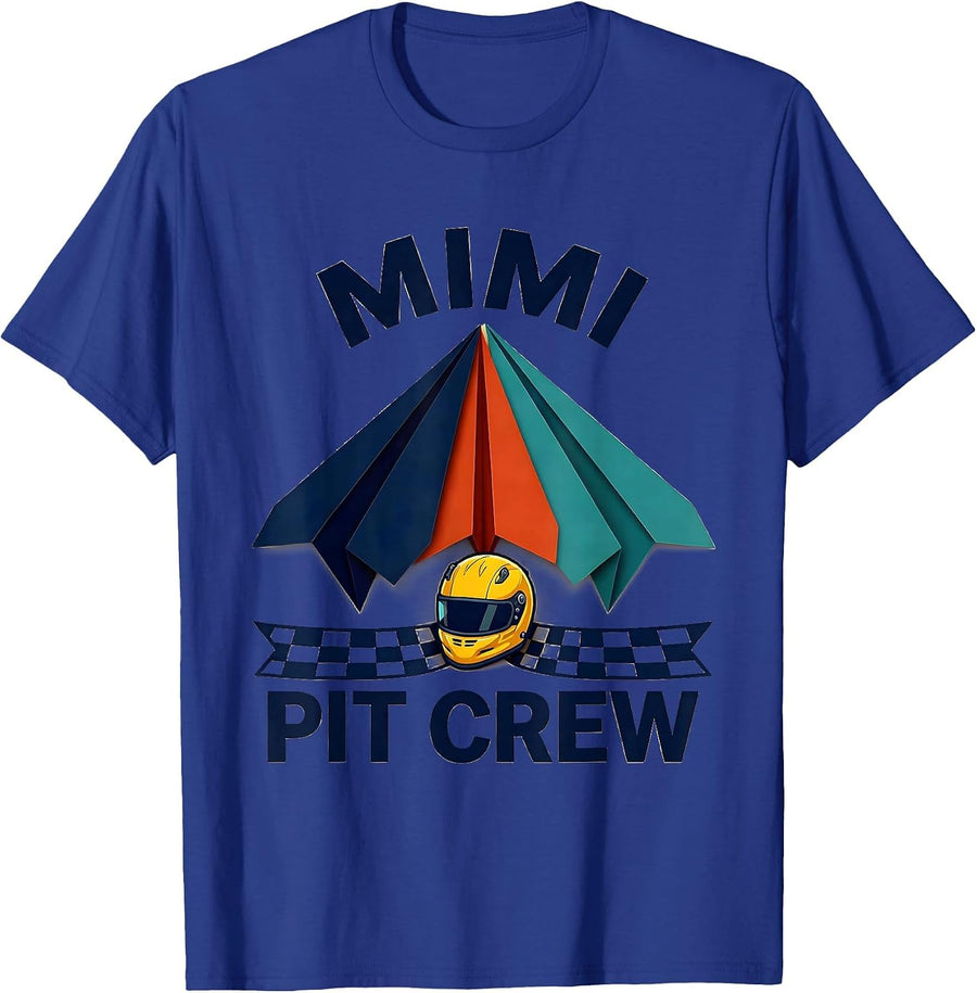 Mimi Pit Crew Paper Cutout Family Matching Race Car Birthday T-Shirt - Royal Blue