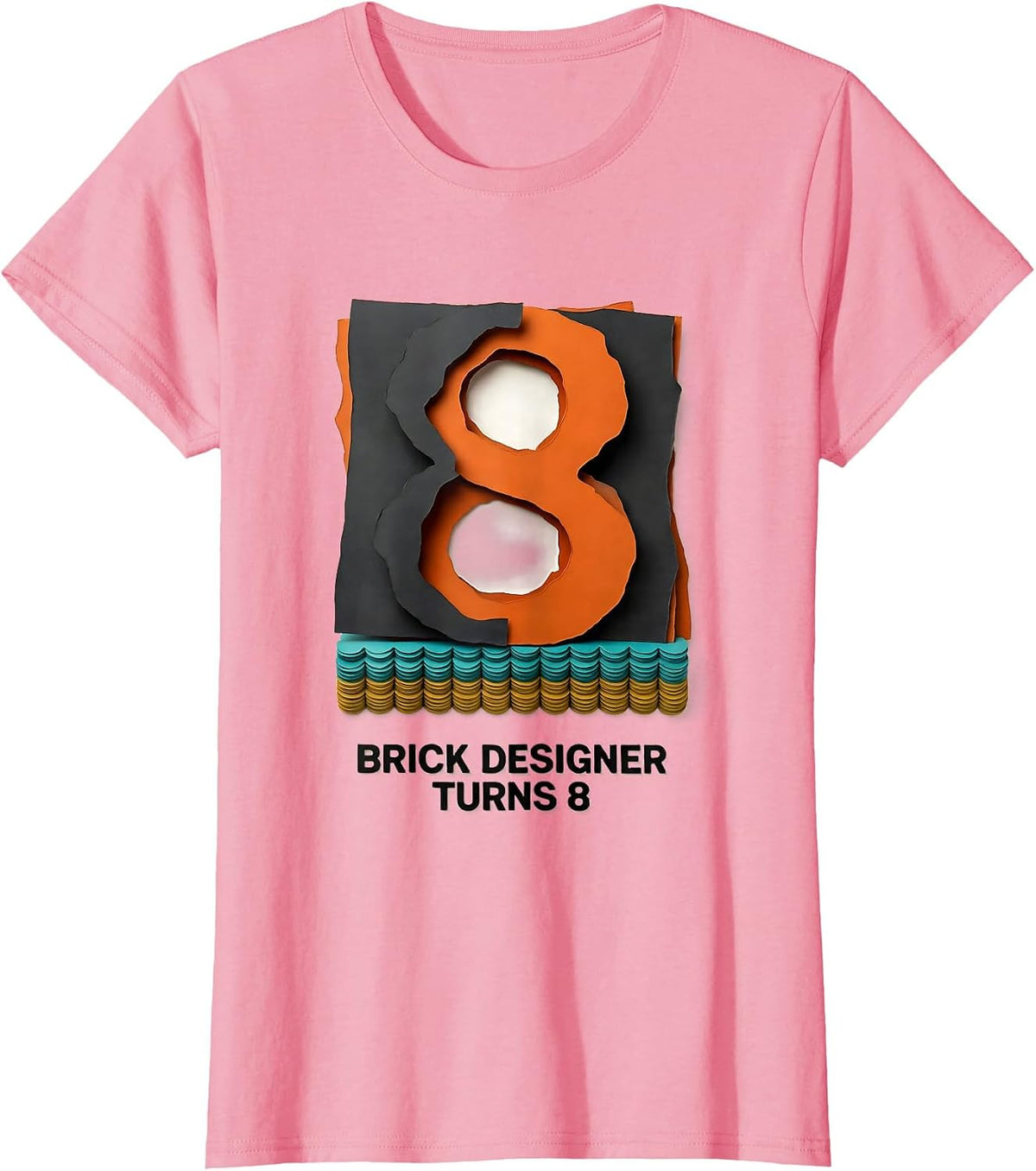 Women's Brick Designer Turns 8 Funny Master Builder Building Brick T-Shirt - Pink