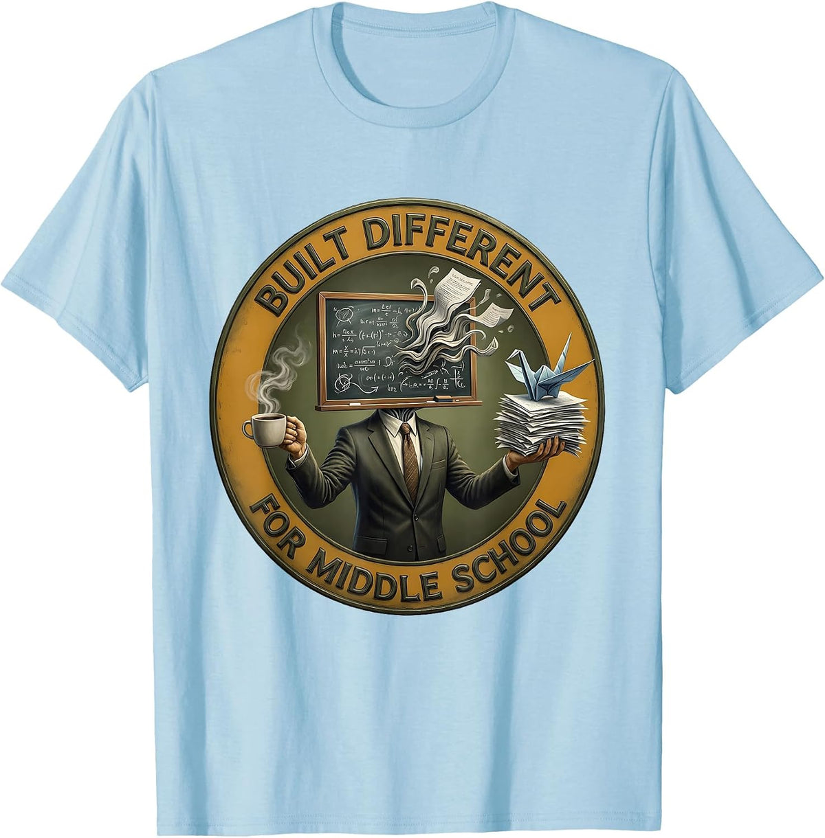 Built Different Middle School Teacher Design T-Shirt - Baby Blue