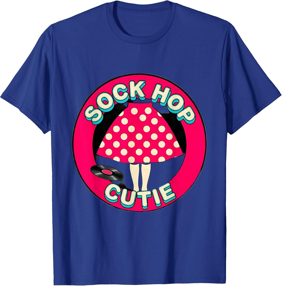 Sock Hop Cutie 50s Poodle Skirt Halloween Costume Party T-Shirt - Royal Blue