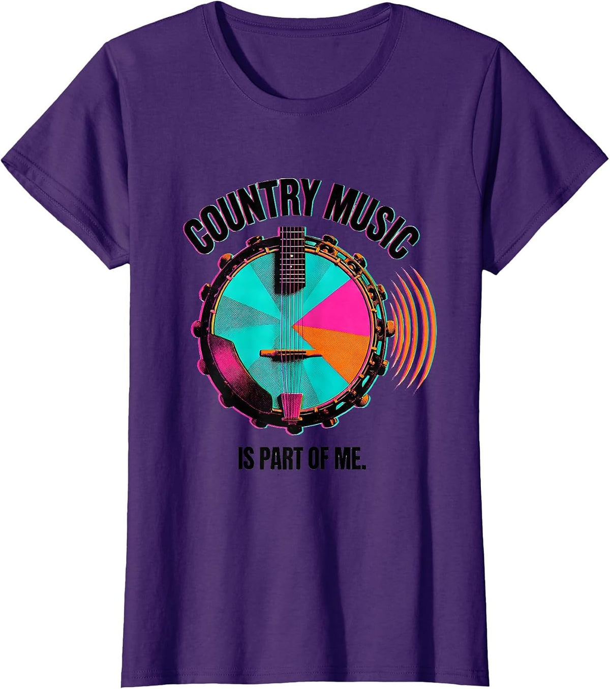 Women's Country Music Is Part Of Me Risograph Country Fan Casual T-Shirt - Purple