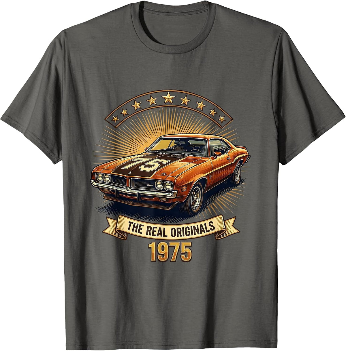 1975 The Real Originals Vintage Birthday Design T-Shirt - Asphalt Grey
