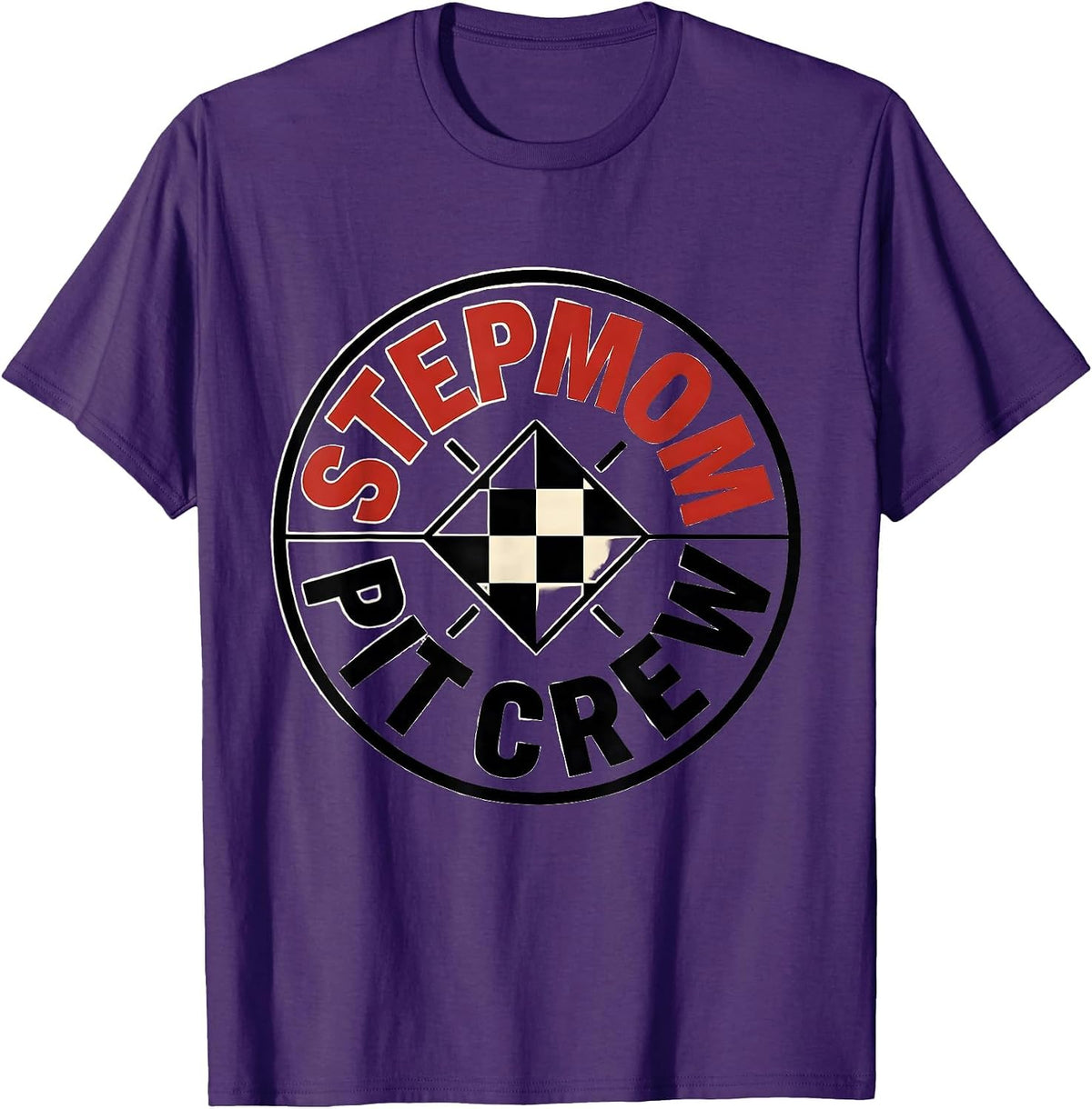 Stepmom Pit Crew Funny Race Car Birthday Family Matching T-Shirt - Purple