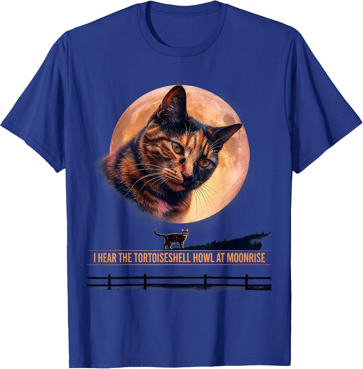 Men's I Hear the Tortoiseshell Howl at Moonrise Retro T-Shirt - Royal Blue