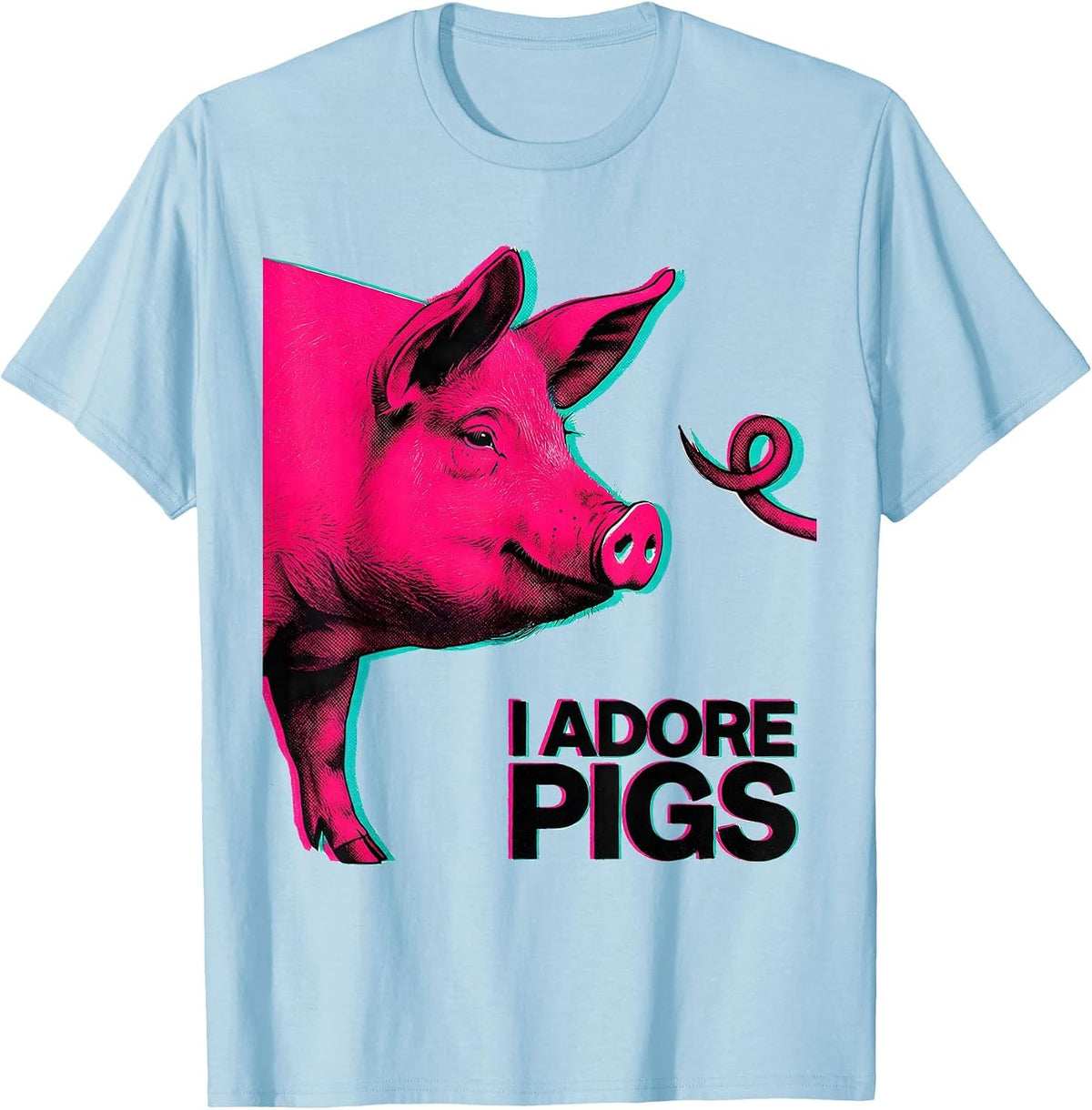 Men's I Adore Pigs Cute Pig Farm Animal Lover Humor T-Shirt - Baby Blue