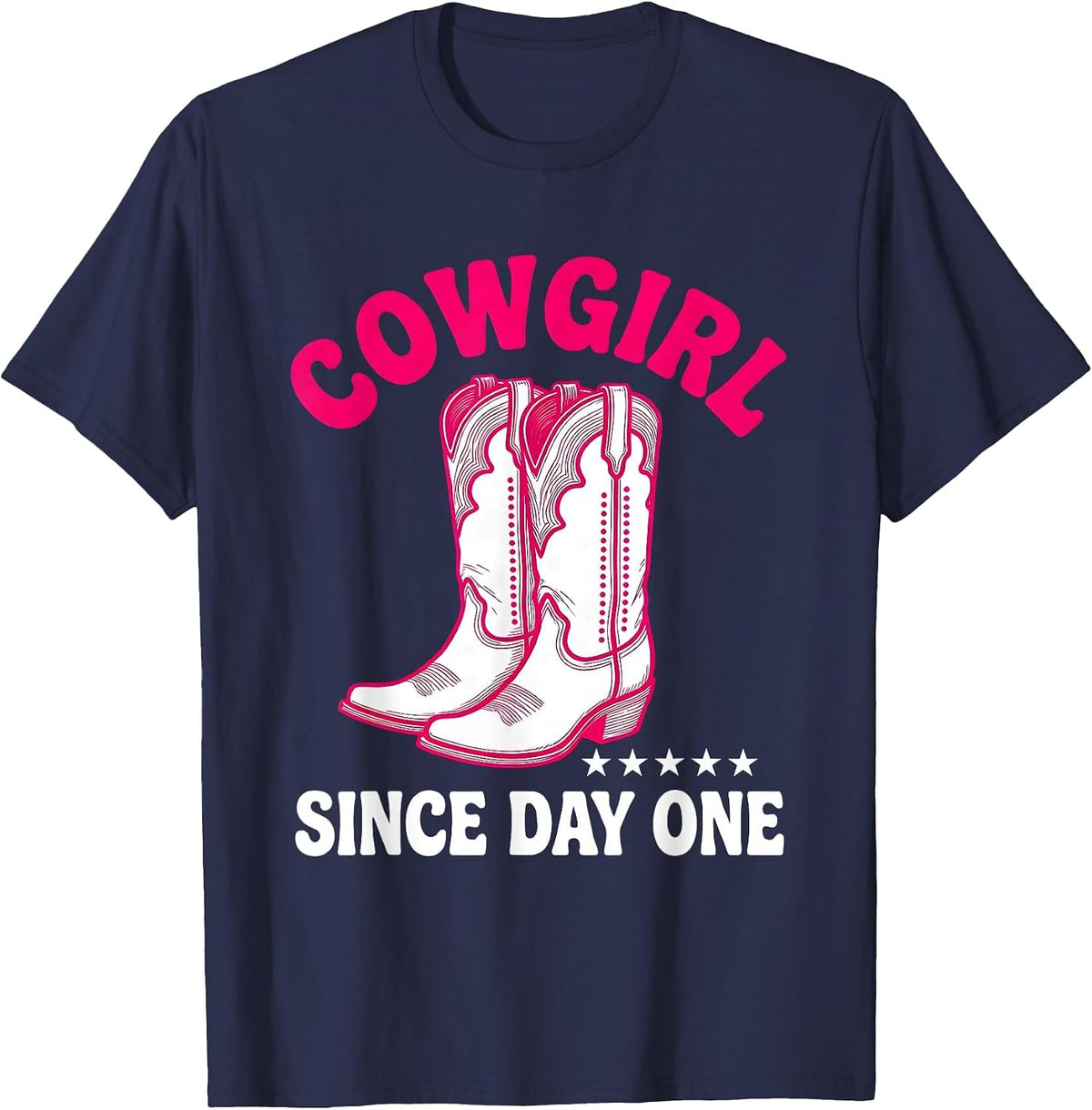 Cowgirl Since Day One Vintage Western Nostalgia Retro T-Shirt - Navy Blue