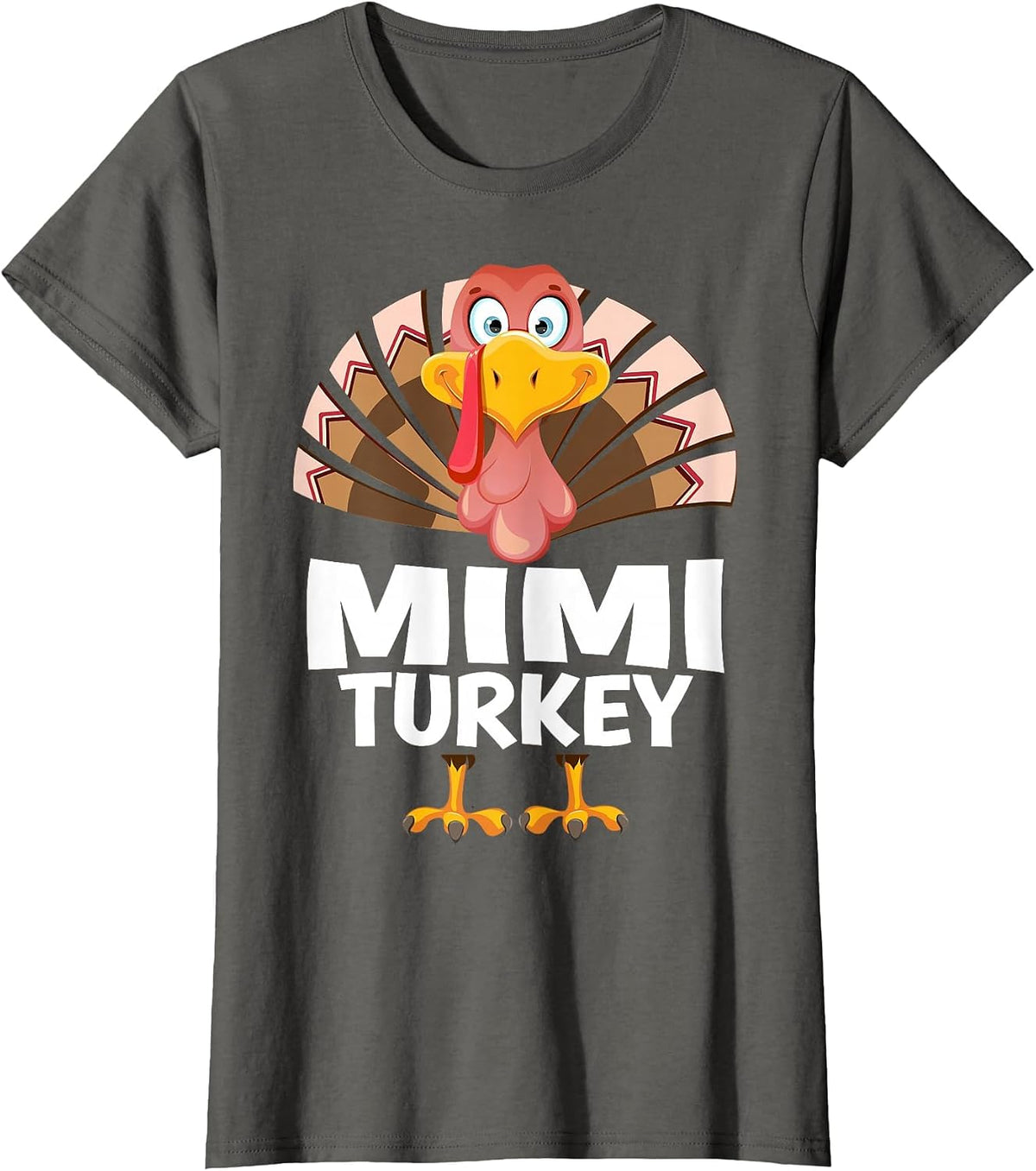 Thanksgiving Mimi Turkey Matching Pajama T-Shirt - Asphalt Grey