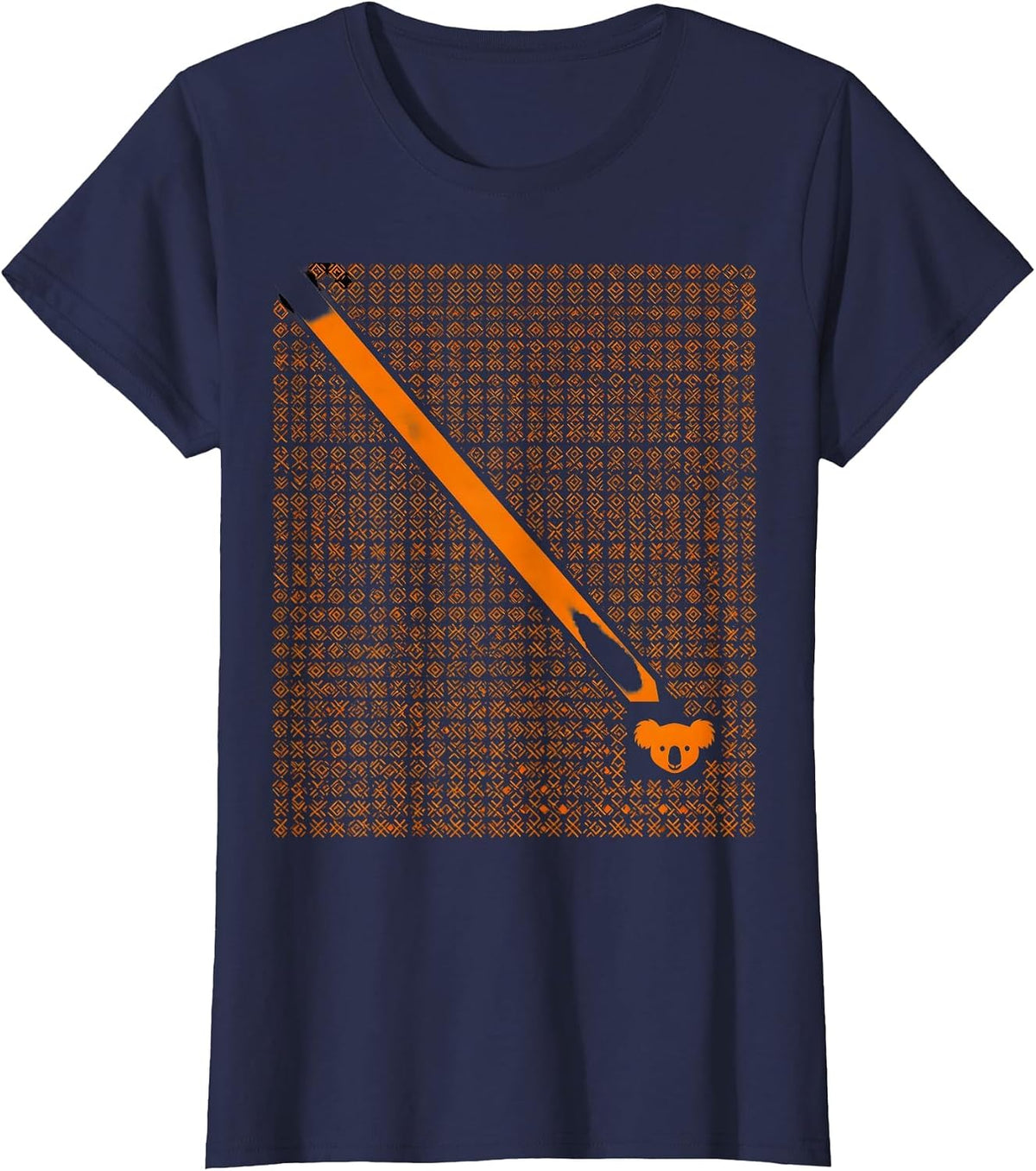 Women's Diamond Grid Koala Humor Animal Lover Gift T-Shirt - Navy Blue