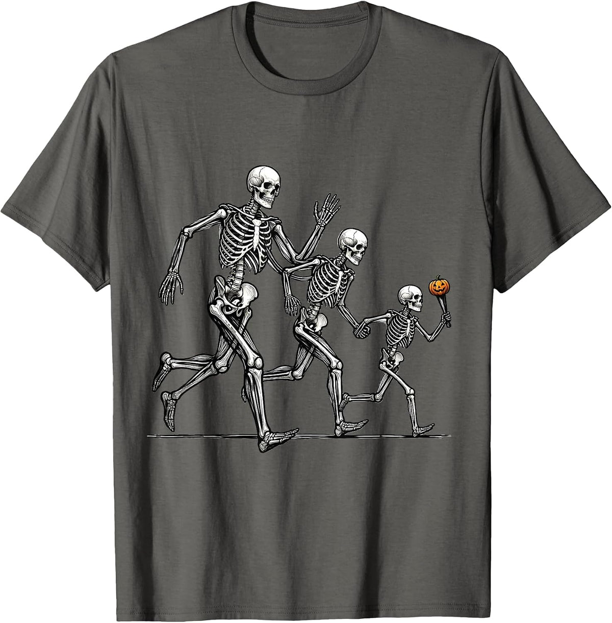 Skeleton Runners Halloween 5K Race Matching Group T-Shirt - Asphalt Grey