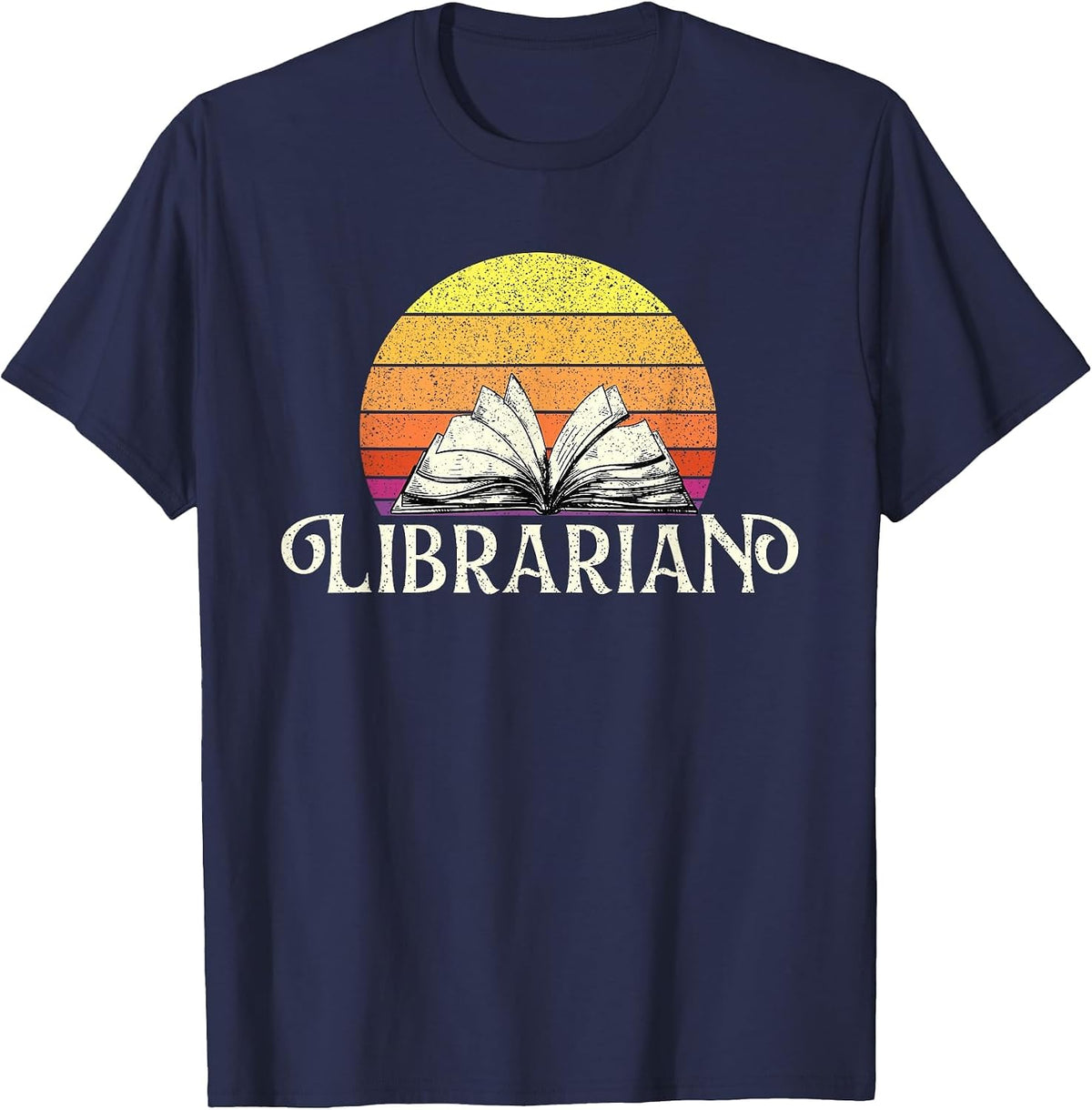 Librarian - Retro School Library Cataloger Book Collector T-Shirt - Navy Blue