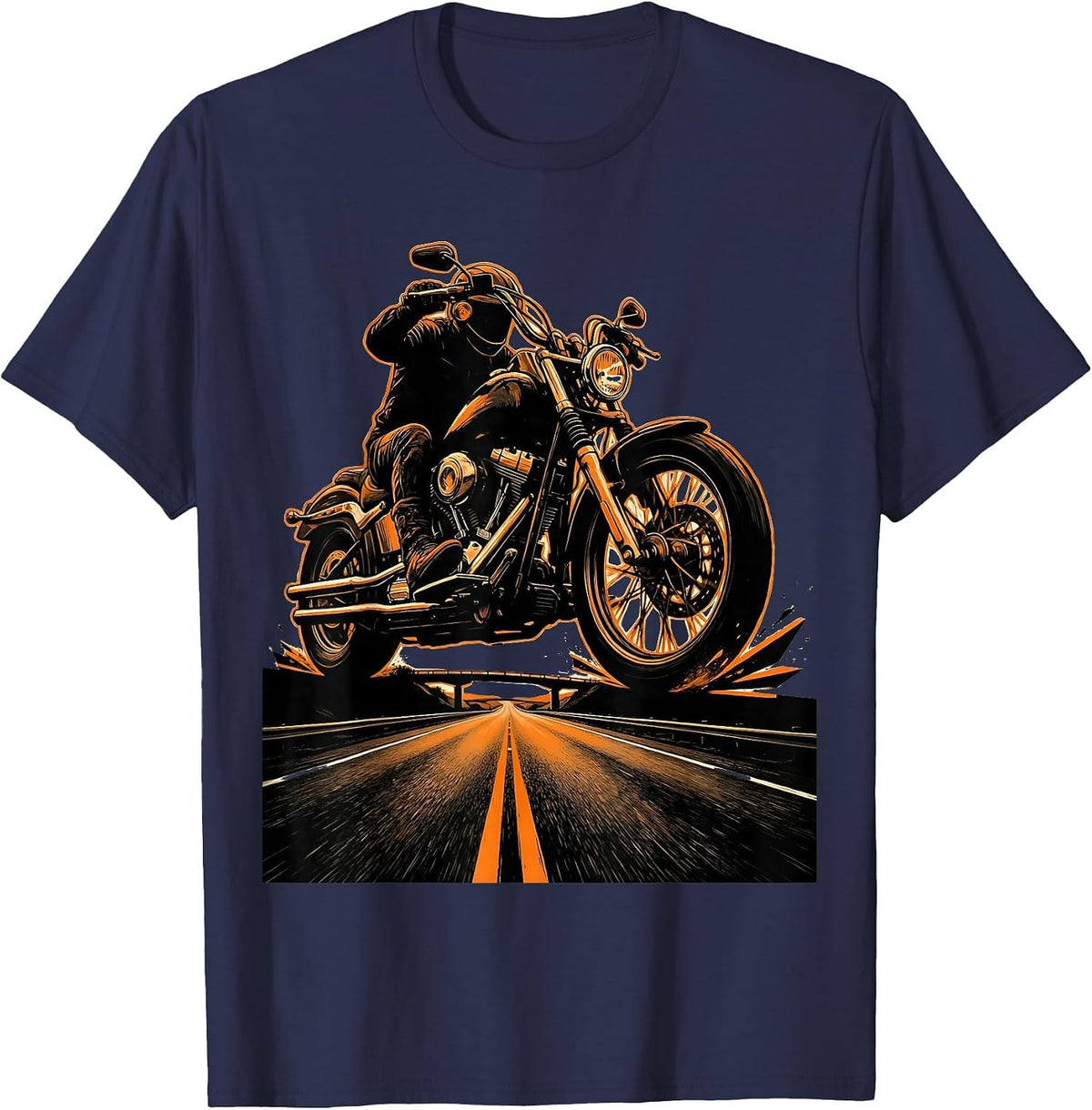 Men's Freedom Rider Motorcycle Open Road Graphic T-Shirt - Navy Blue