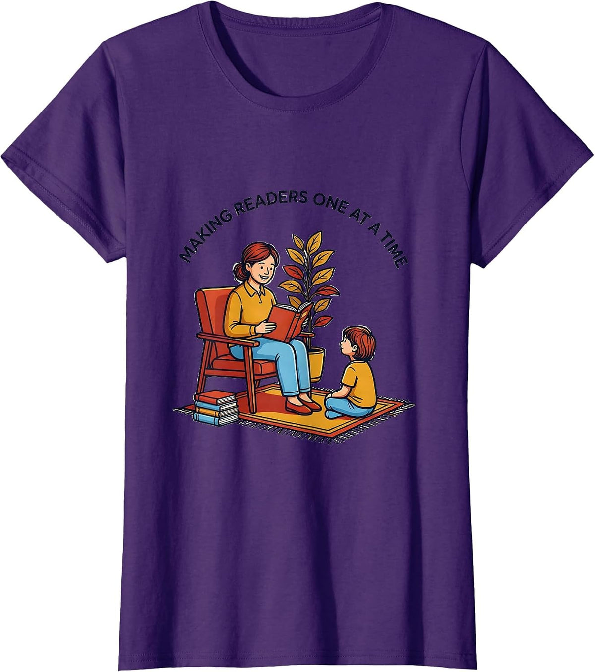 Women's 2nd Grade Teacher Making Readers One at a Time T-Shirt - Purple