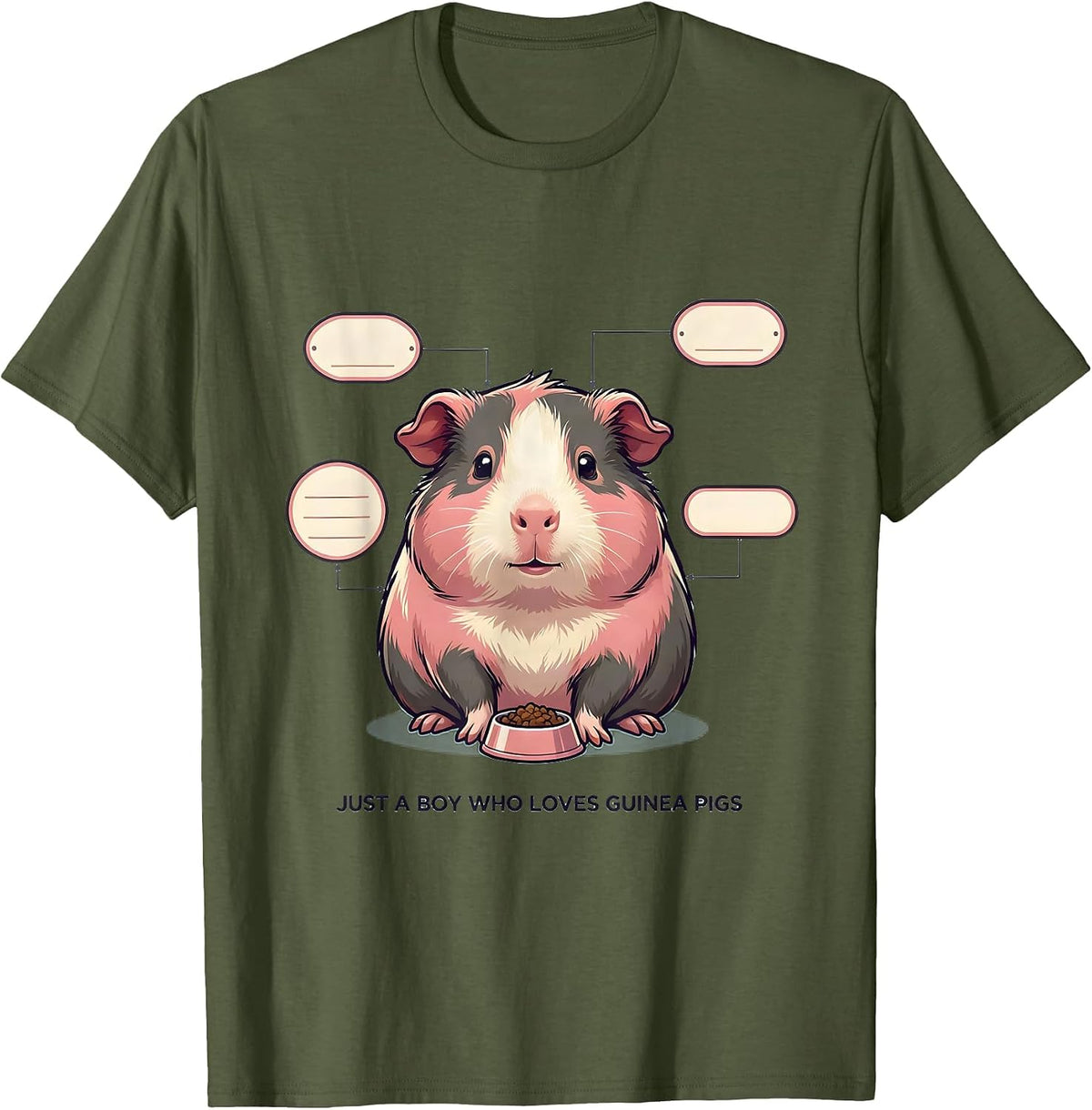 Just A Boy Who Loves Guinea Pigs Funny Guinea Pig Lover Pet T-Shirt - Olive Green