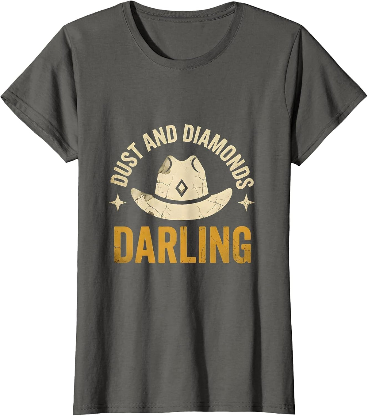 Women's Dust and Diamonds Darling Girls Western Design T-Shirt - Asphalt Grey