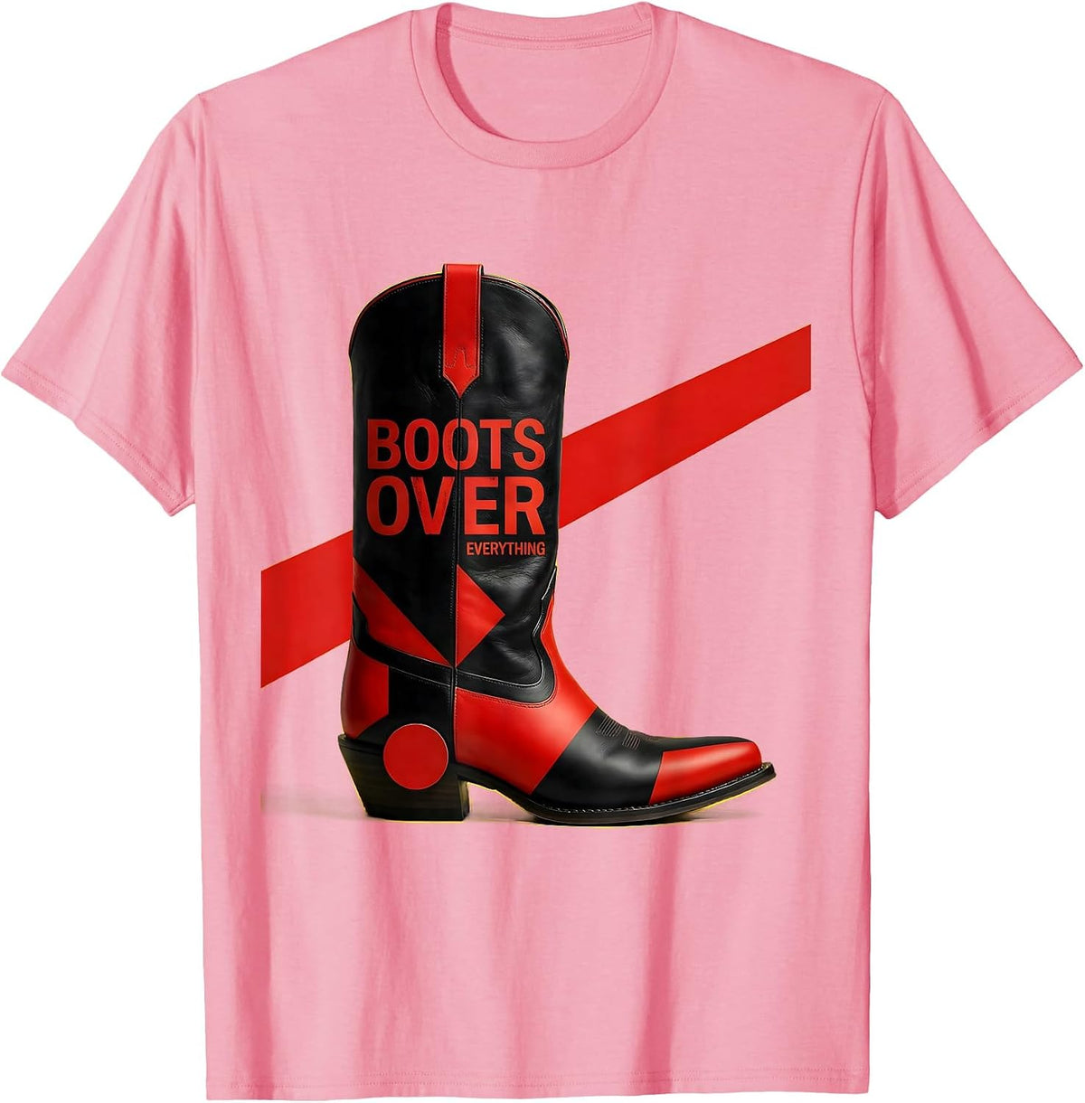 Men's Boots Over Everything Western Pride Design T-Shirt - Pink