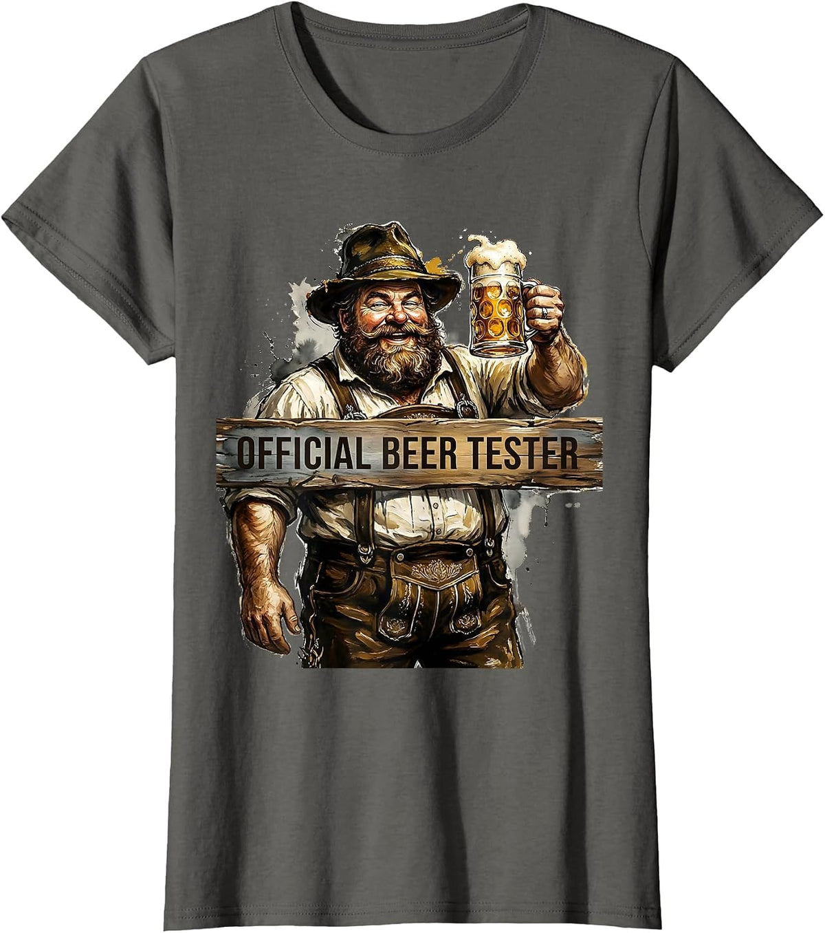 Women's Official Beer Tester Oktoberfest Design T-Shirt - Asphalt Grey