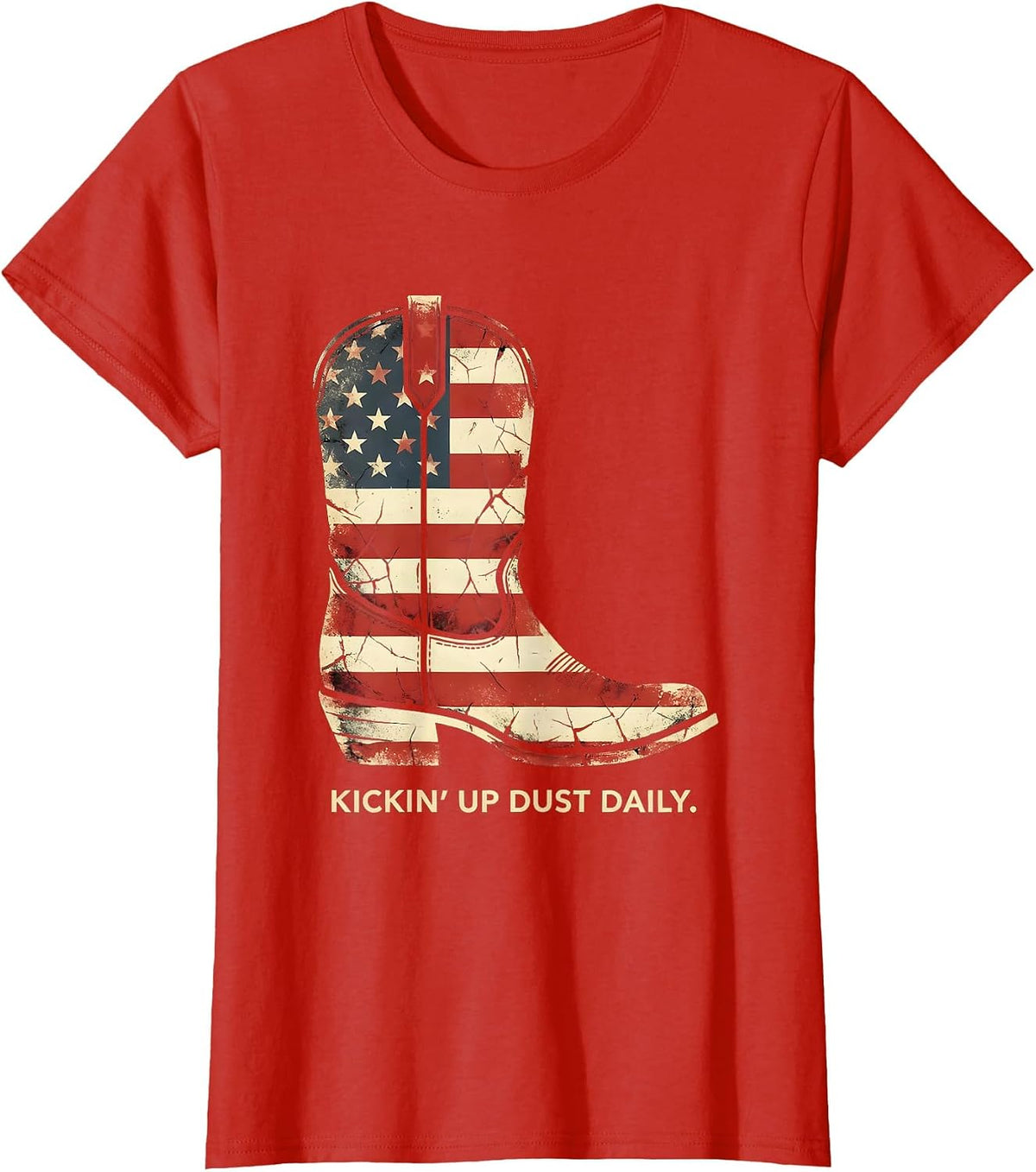 Women's Kickin' Up Dust Daily Cowgirl Design T-Shirt - Red
