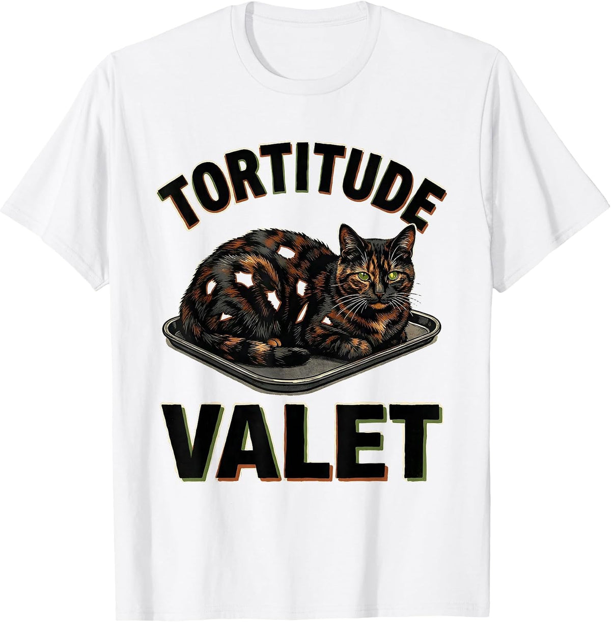 Men's Tortitude Valet Tortoiseshell Cat Owner Tortie Cat Lover T-Shirt - White