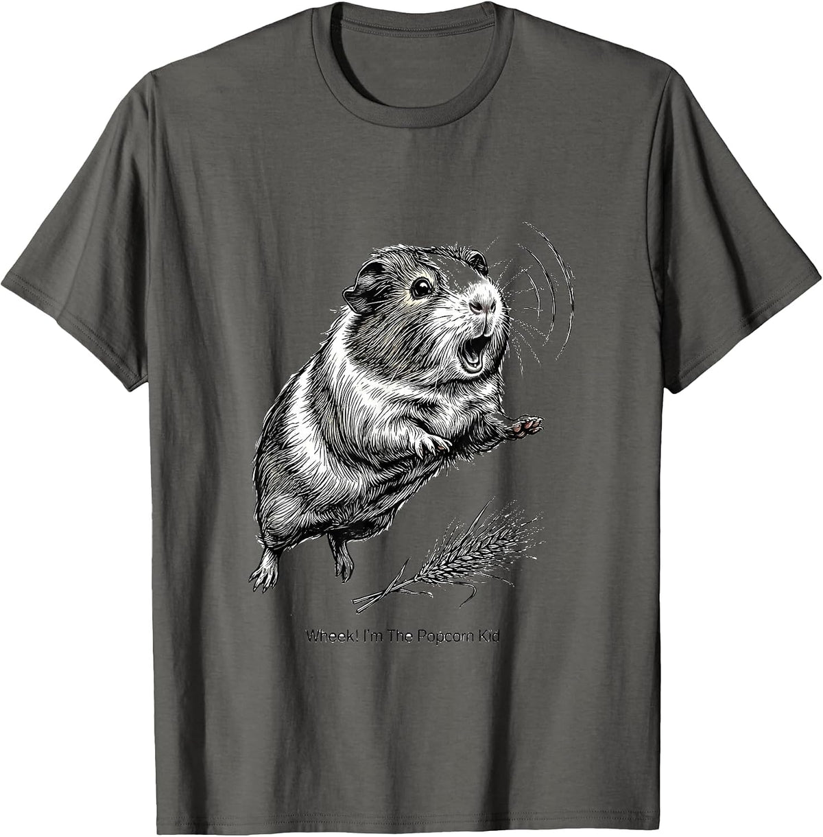 Men's Wheek! I'm The Popcorn Kid Funny Guinea Pig Cavy Lover T-Shirt - Asphalt Grey