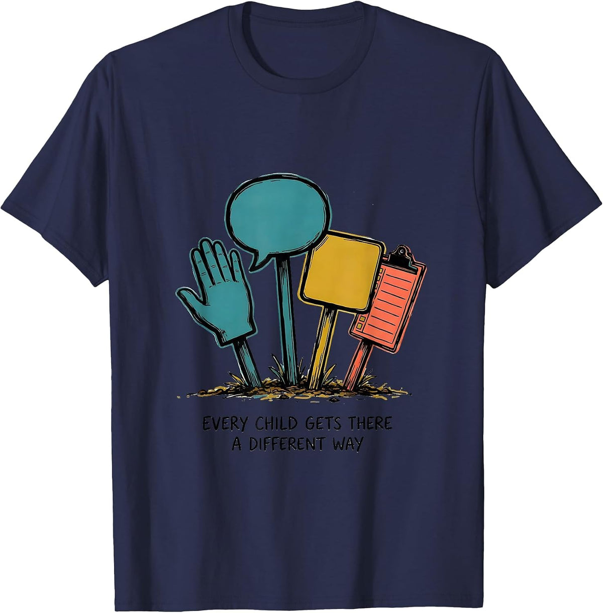 Men's Every Child Gets There A Different Way Special Education T-Shirt - Navy Blue