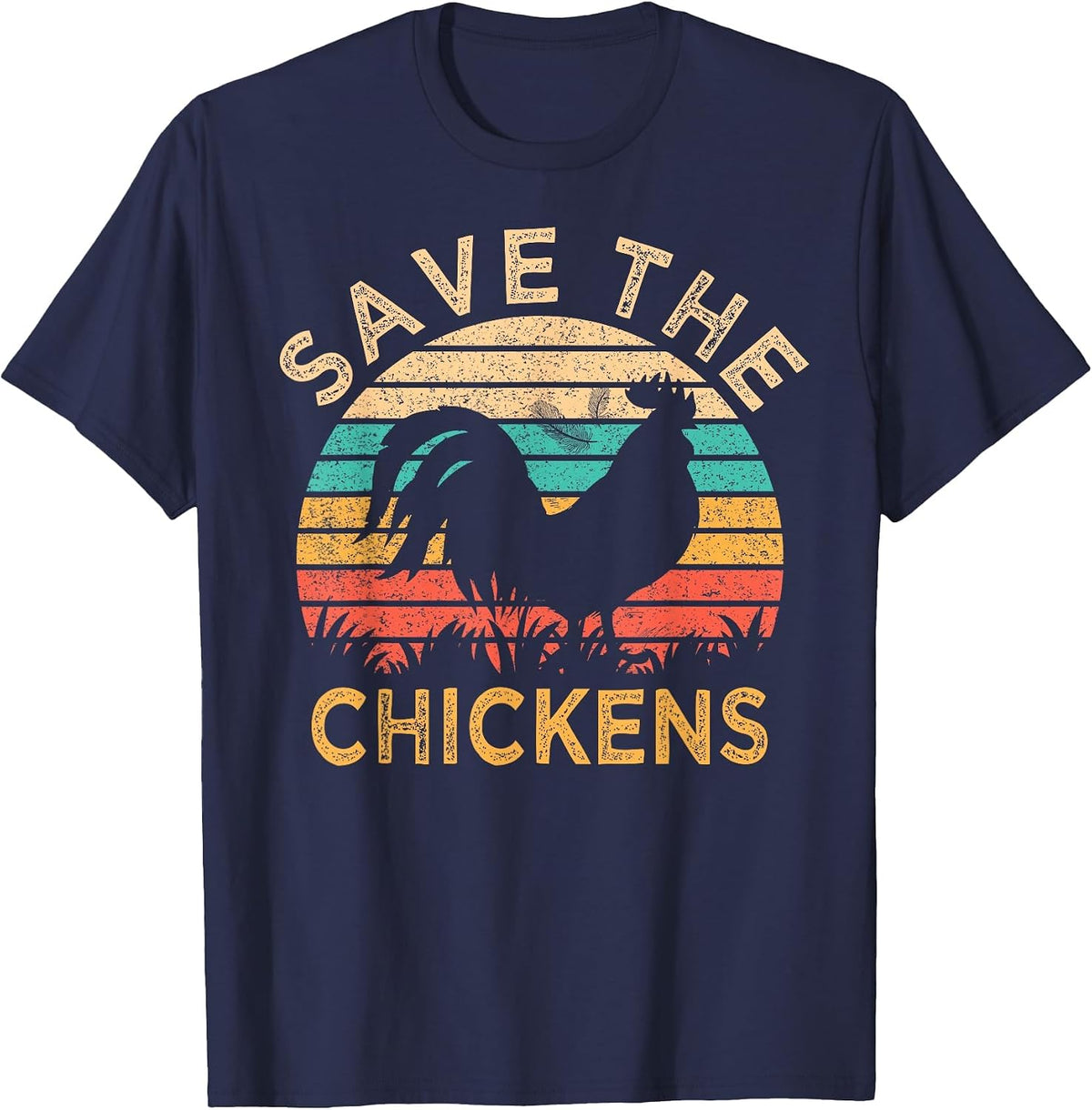 Save The Chickens Funny Vegetarian Vegan Chicken Lover T-Shirt - Navy Blue