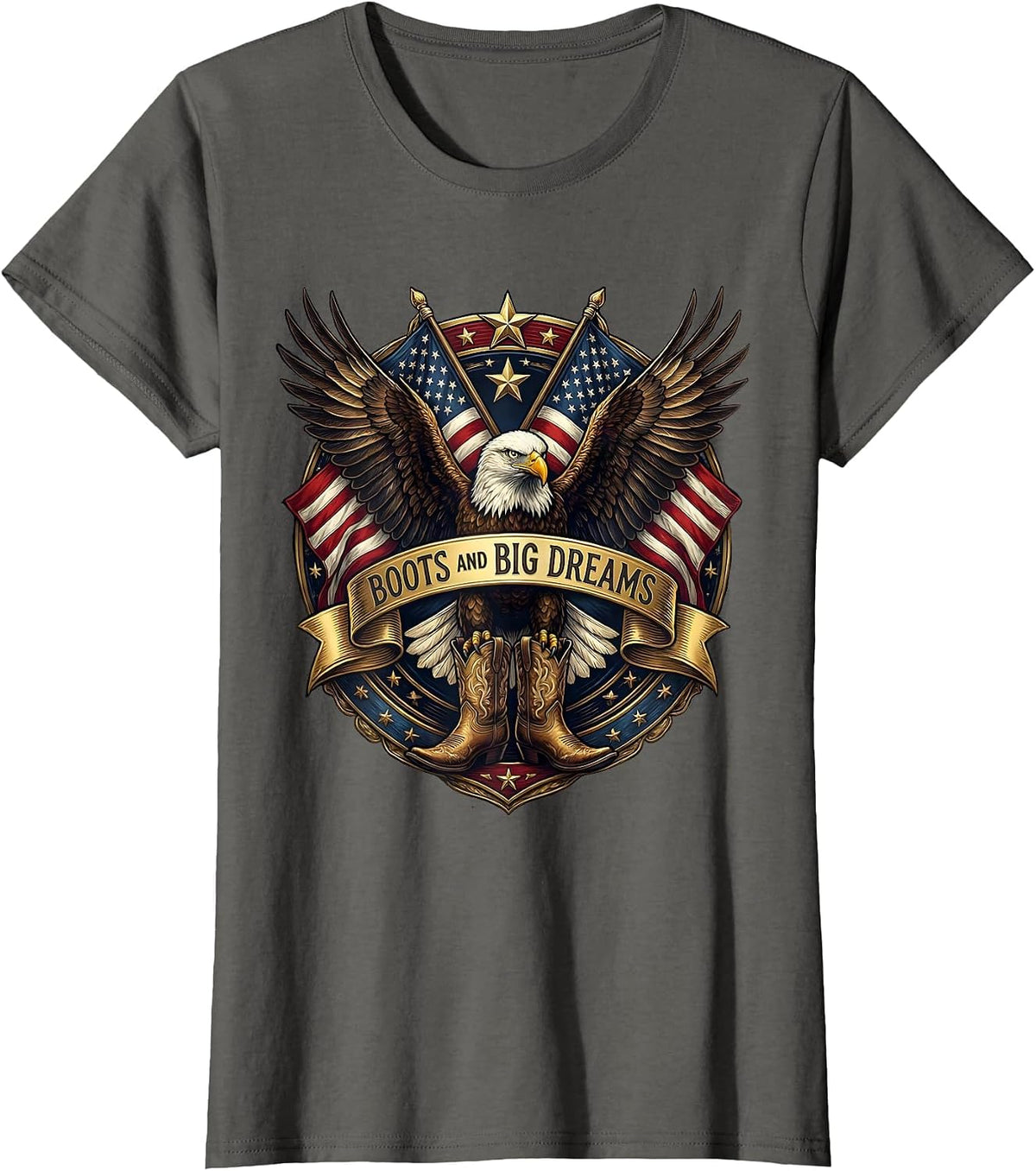 Women's Boots and Big Dreams Cowboy Graphic T-Shirt - Asphalt Grey