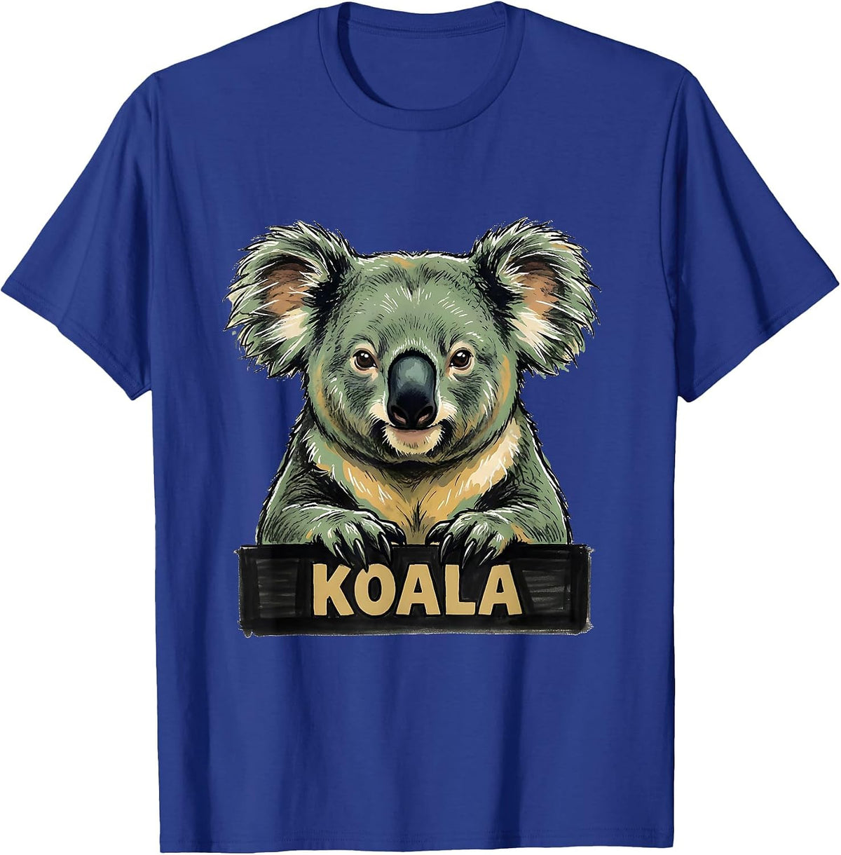 Men's Koala Minimalist Badge Patch Line Art Icon Outline Gift T-Shirt - Royal Blue