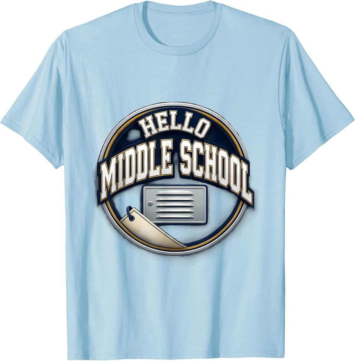 Men's Hello Middle School Sports Kids Back To School Teacher T-Shirt - Baby Blue