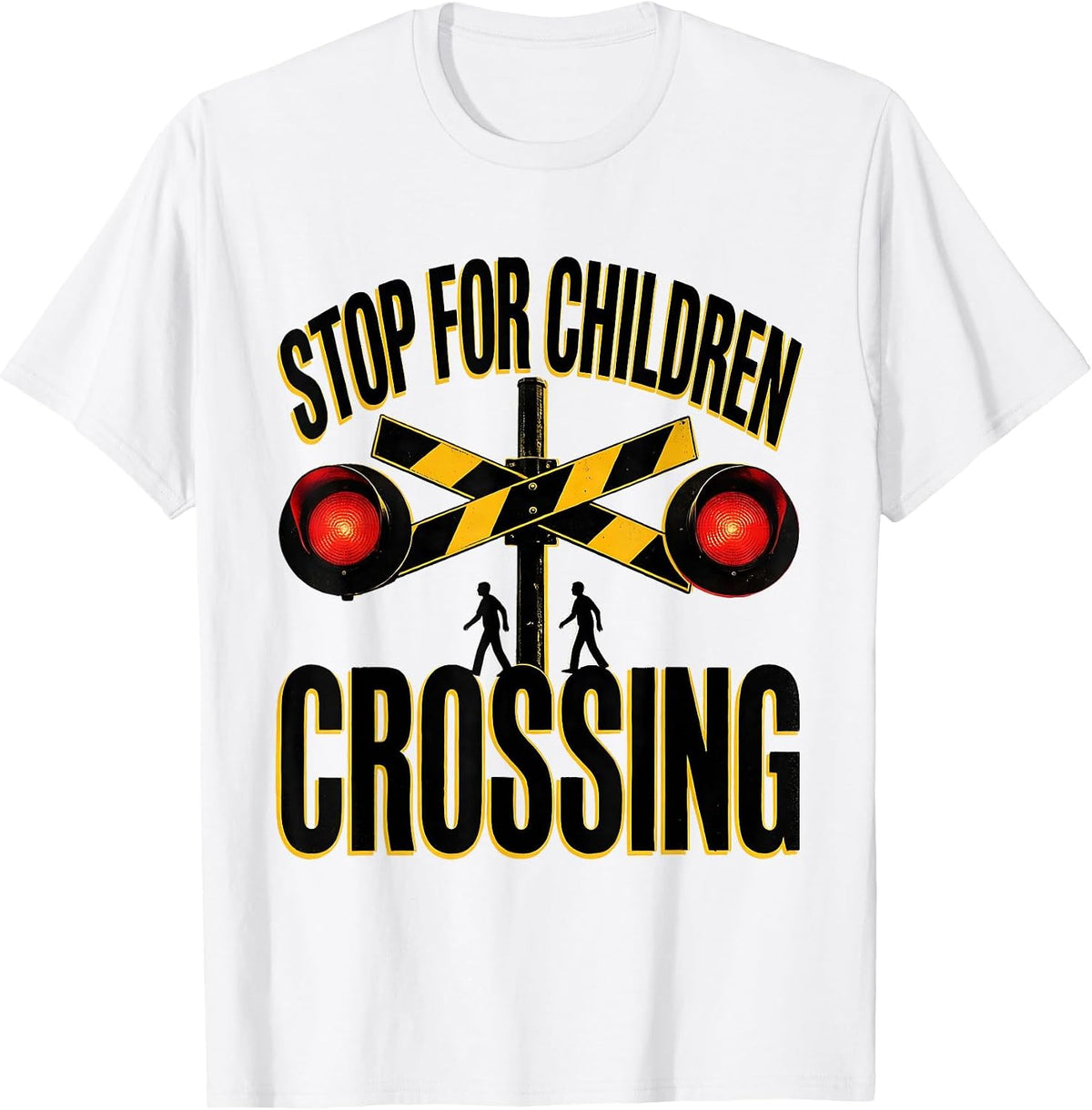 Men's STOP FOR CHILDREN CROSSING Funny School Bus Driver T-Shirt - White