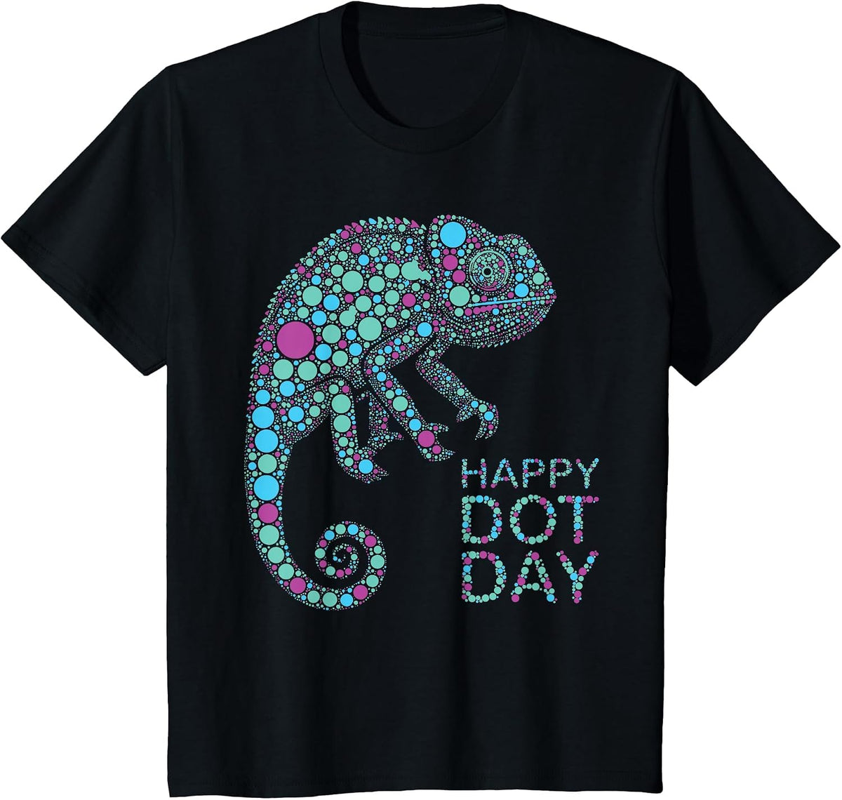 Happy Dot Day Chameleon Colorful for Teachers and Students T-Shirt - Black