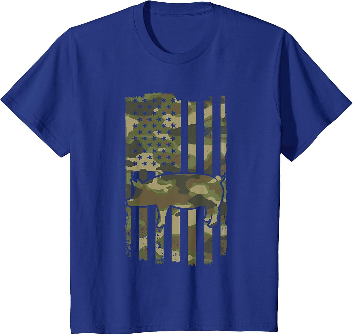 Funny Retro Pig Lover - Pig USA Flag 4th July T-Shirt - Royal Blue