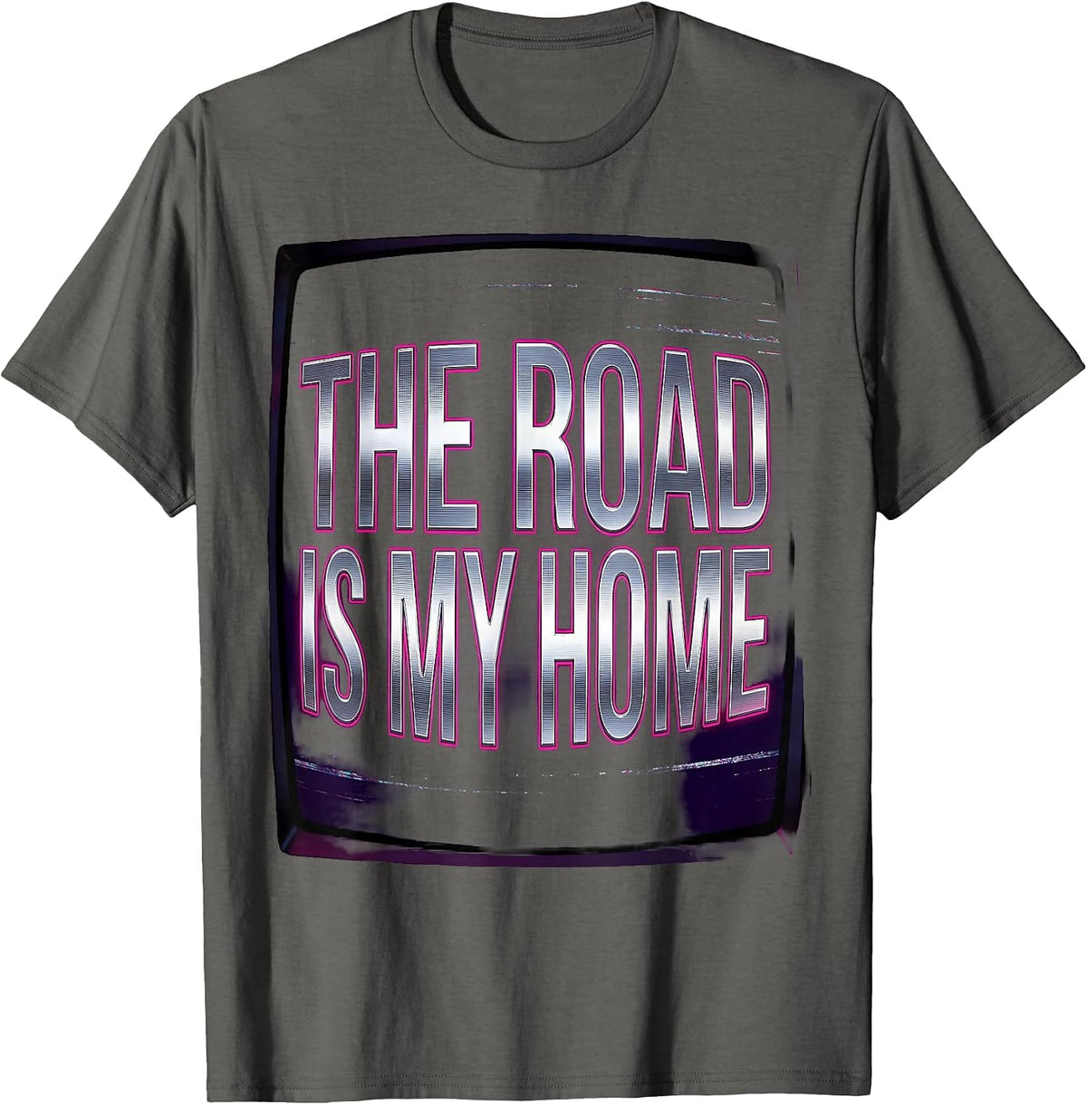 The Road Is My Home Motorcycle Rider Design T-Shirt - Asphalt Grey