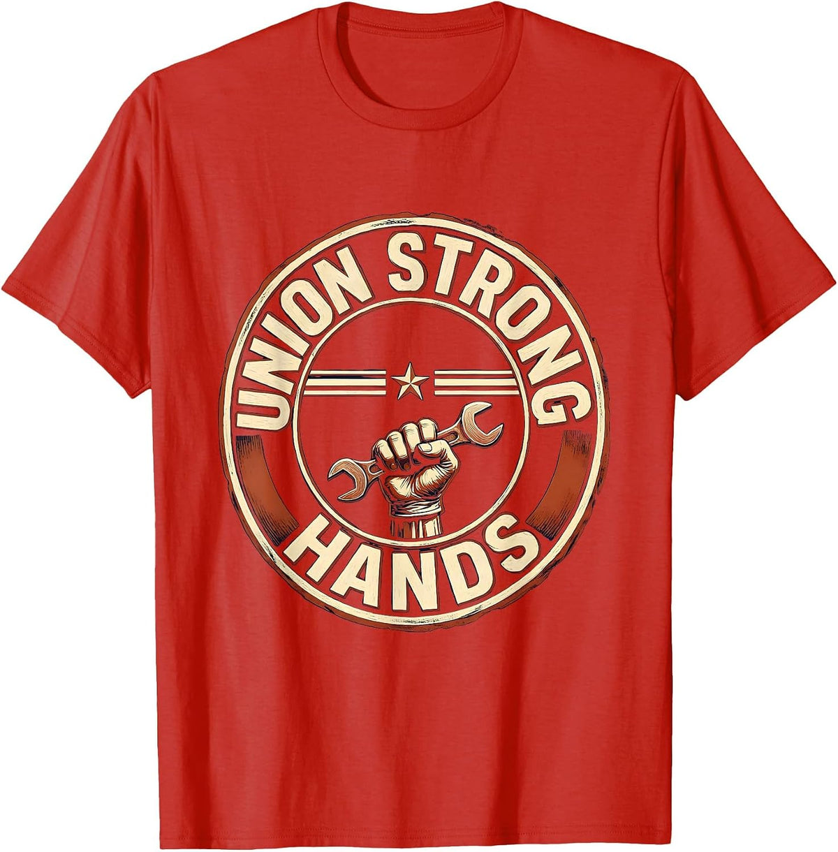 Men's Union Strong Hands Skilled Trade Worker Labor Day T-Shirt - Red