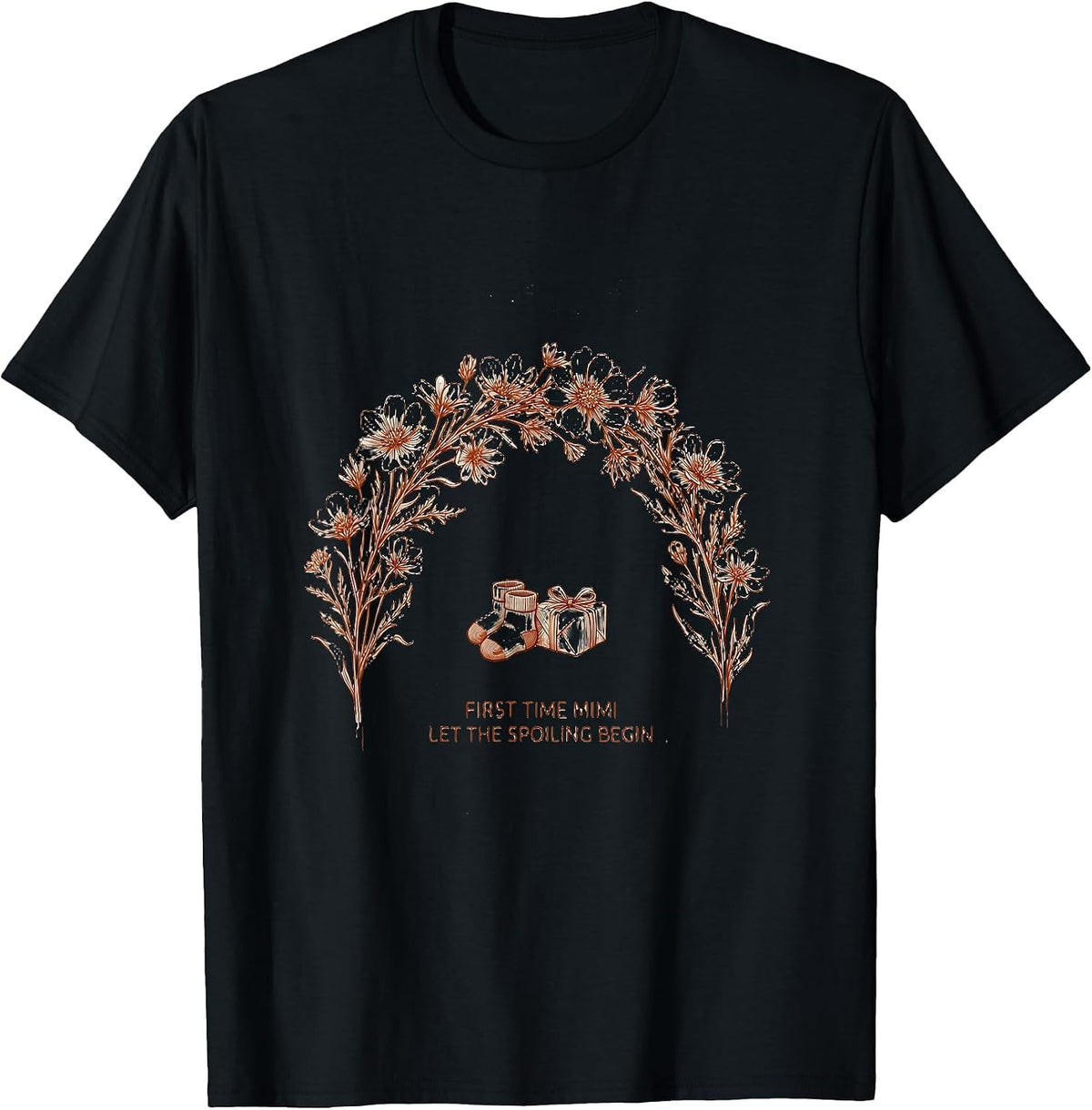 Men's First Time Mimi Let The Spoiling Begin Boho Minimalist T-Shirt - Black