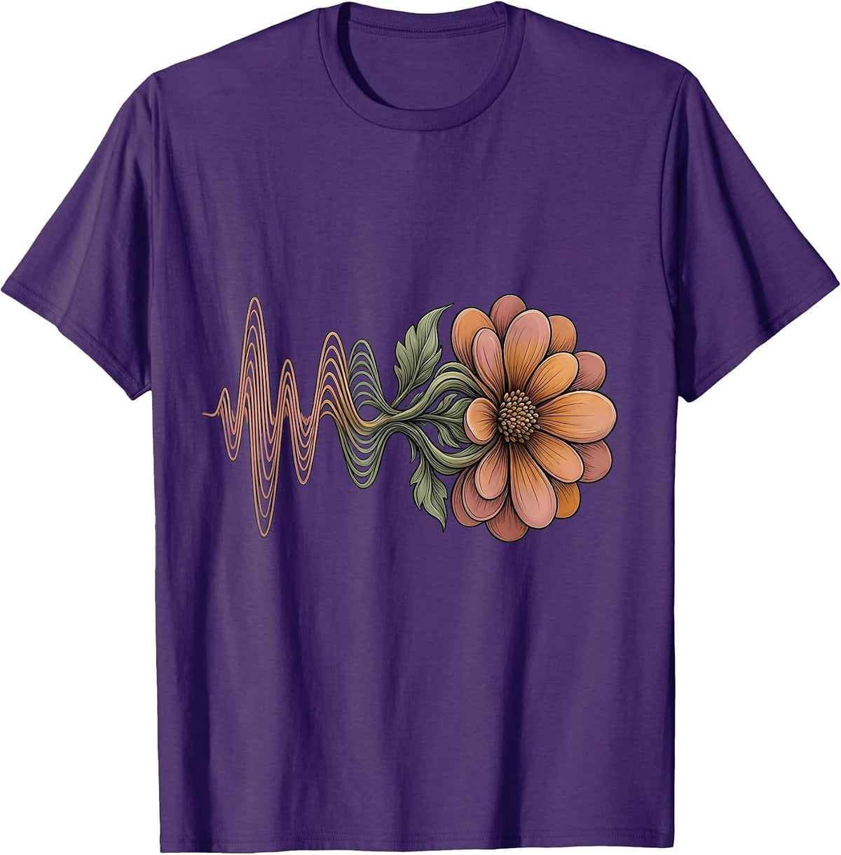 Speech Therapy Sound Wave Blooming Flower Art T-Shirt - Purple