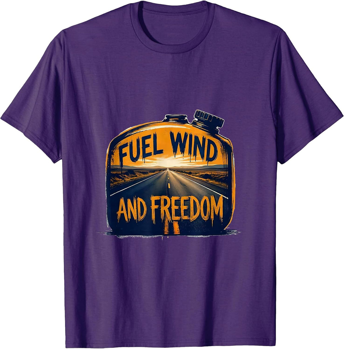 Fuel Wind and Freedom Motorcycle Graphic Design T-Shirt - Purple