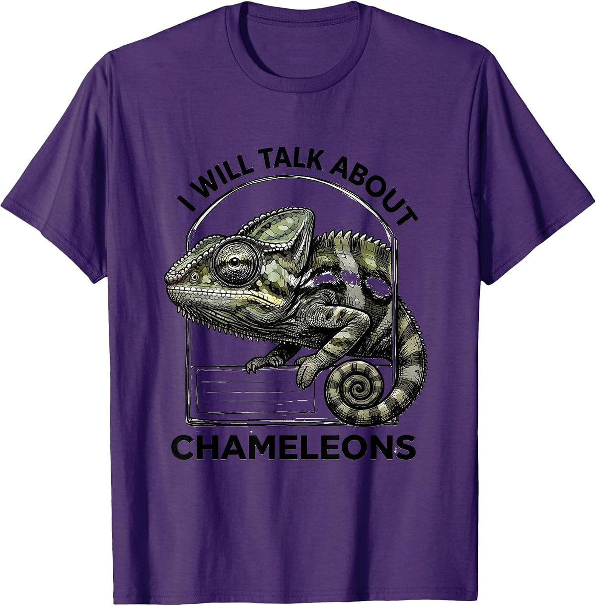 Men's I Will Talk About Chameleons Hand-Sketched Reptile Lover T-Shirt - Purple