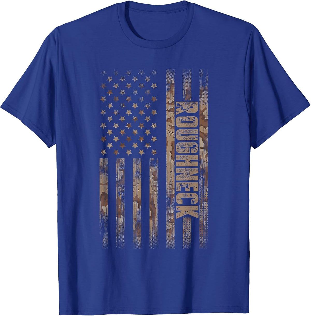 Roughneck American Flag Oilfield T-Shirt - Royal Blue