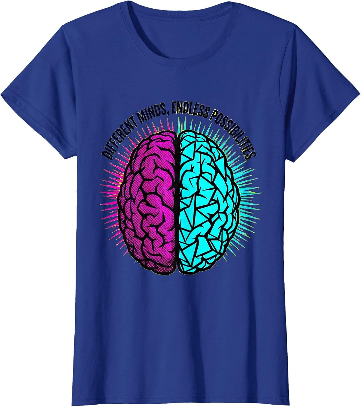 Women's Different Minds Endless Possibilities Special Ed Design T-Shirt - Royal Blue