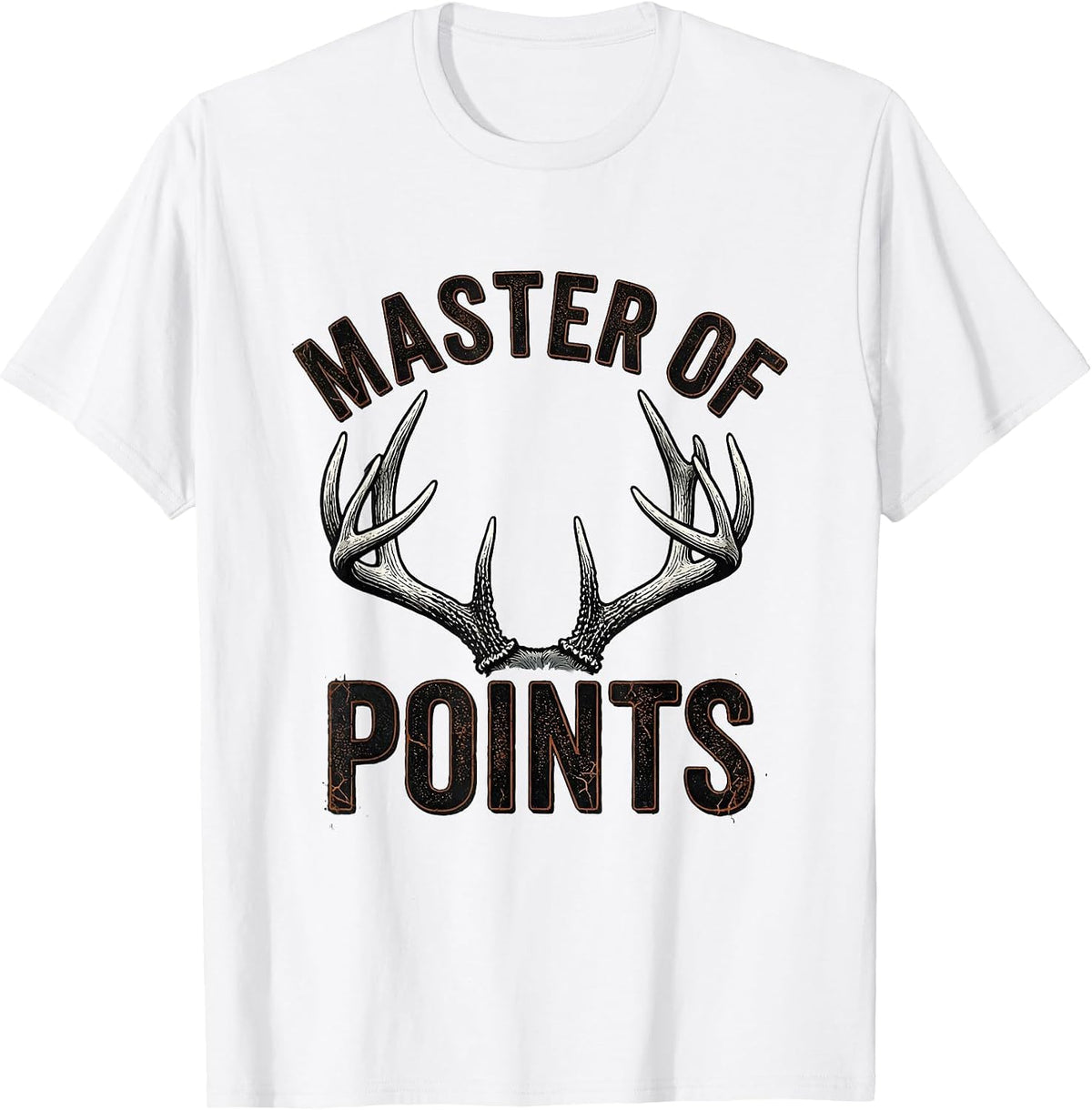 Men's Master Of Points Distressed Deer Hunting Humor Hunter Dad T-Shirt - White
