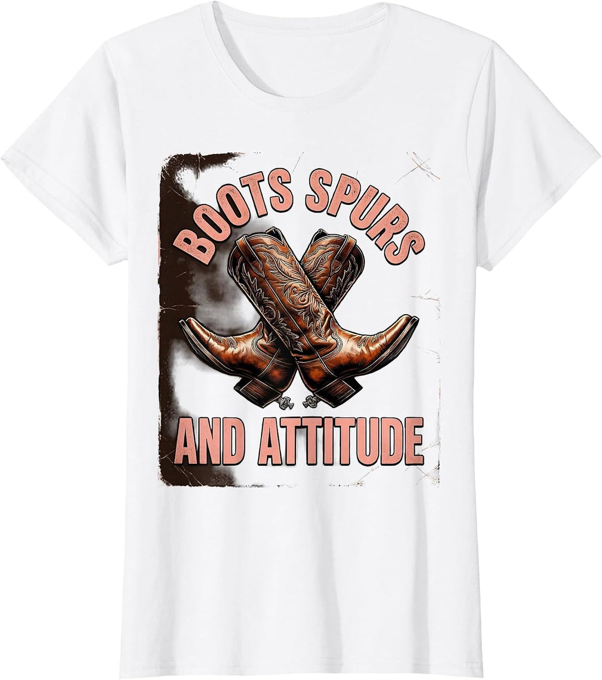 Boots Spurs and Attitude Cowboy Design T-Shirt - White