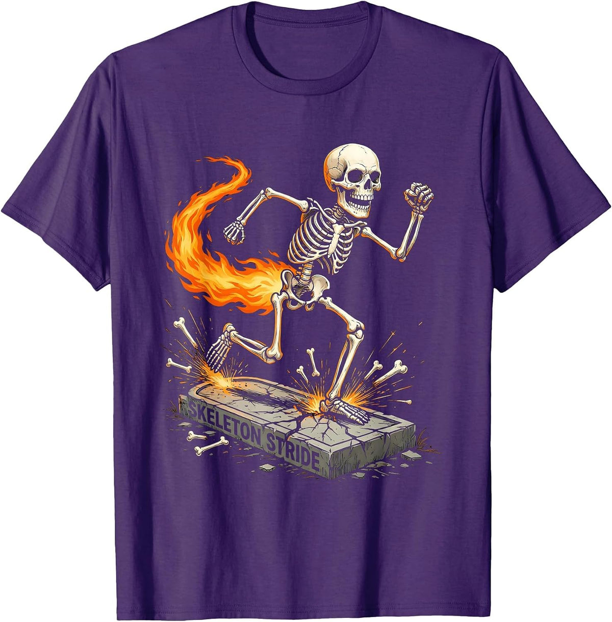 Skeleton Stride Horror Halloween 5K Running Race Matching T-Shirt - Purple