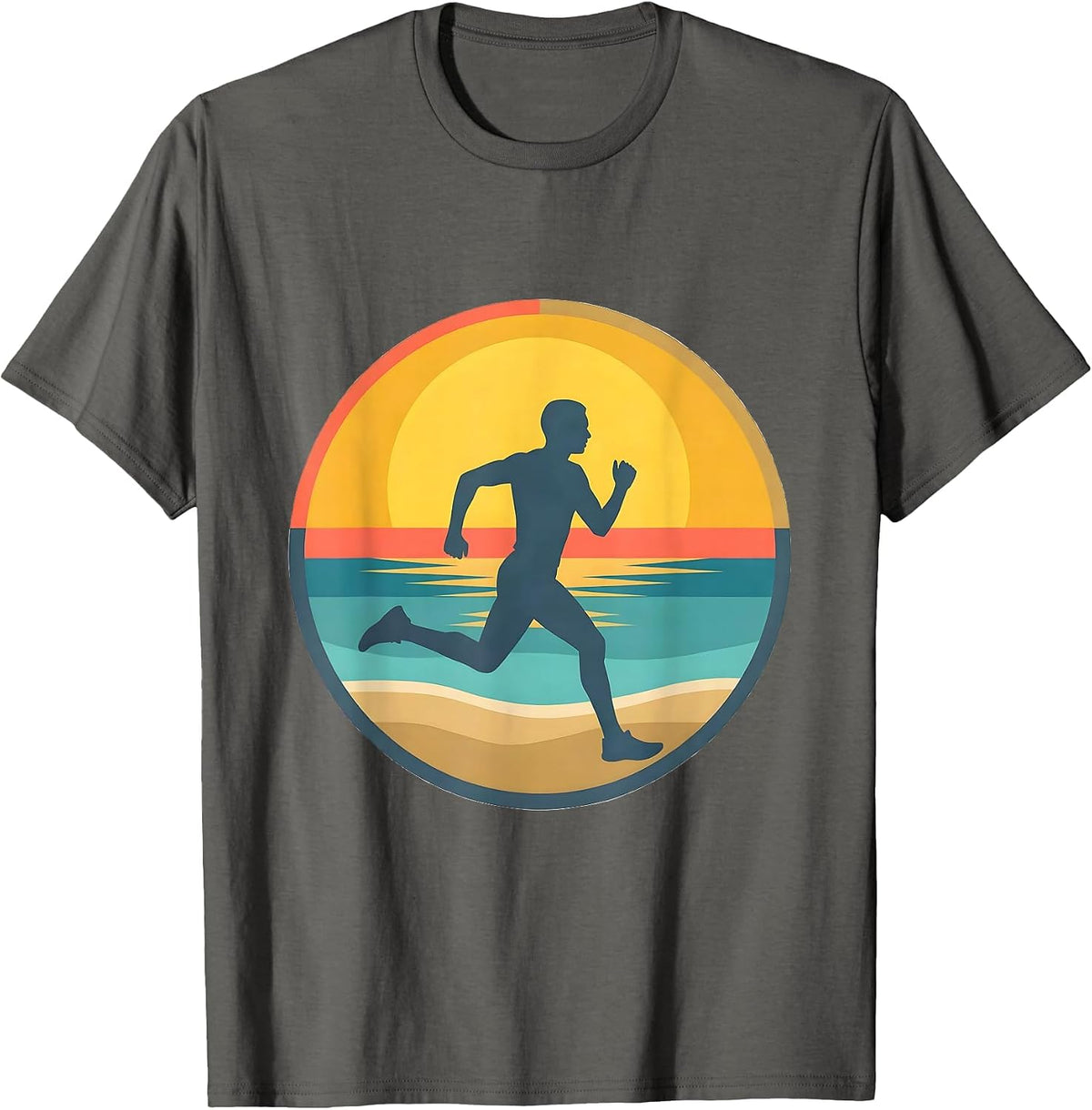 Men's Beach Runner Sunlit Stride Athleisure Design T-Shirt - Asphalt Grey
