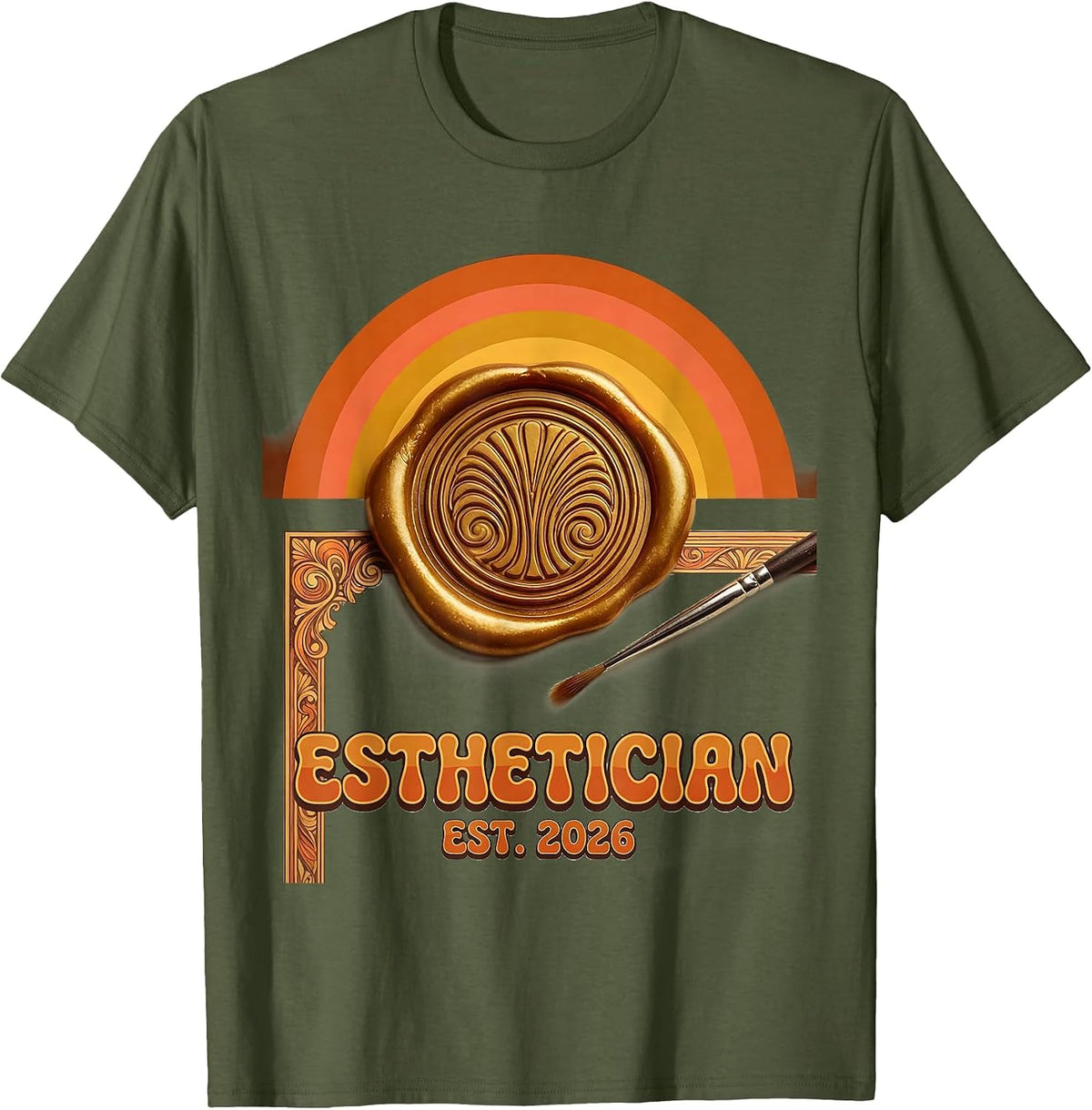 Esthetician Est. 2026 Retro Vintage Skincare Professional T-Shirt - Olive Green