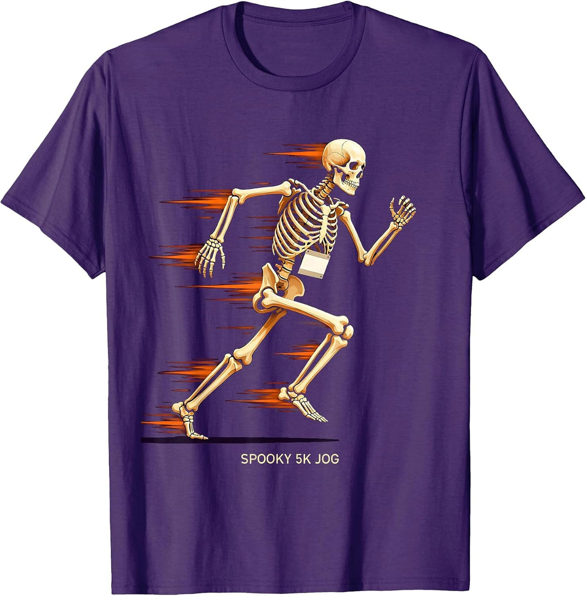 Spooky 5K Jog Funny Skeleton Runner Halloween Race Matching T-Shirt - Purple
