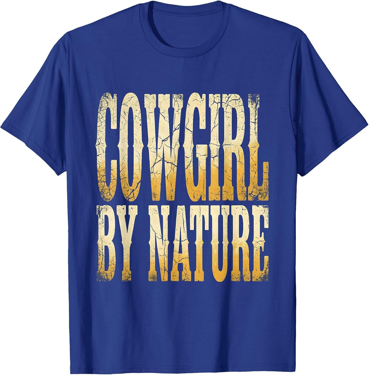 Men's Cowgirl By Nature White Cowgirl Design T-Shirt - Royal Blue