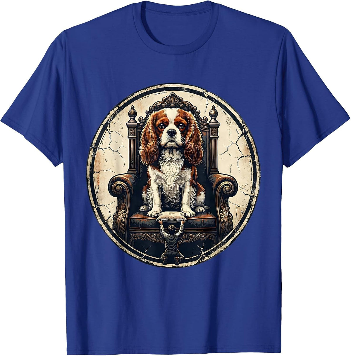 Men's Cavalier King Charles Spaniel Distressed Dog Owner Humor T-Shirt - Royal Blue